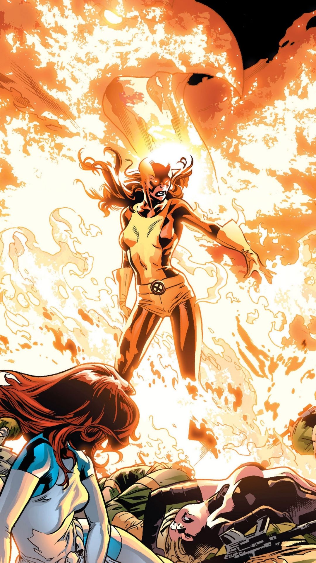 Phoenix X-Men fumetto fiamme, 1080x1920 Full HD Verticale, iPhone Pro