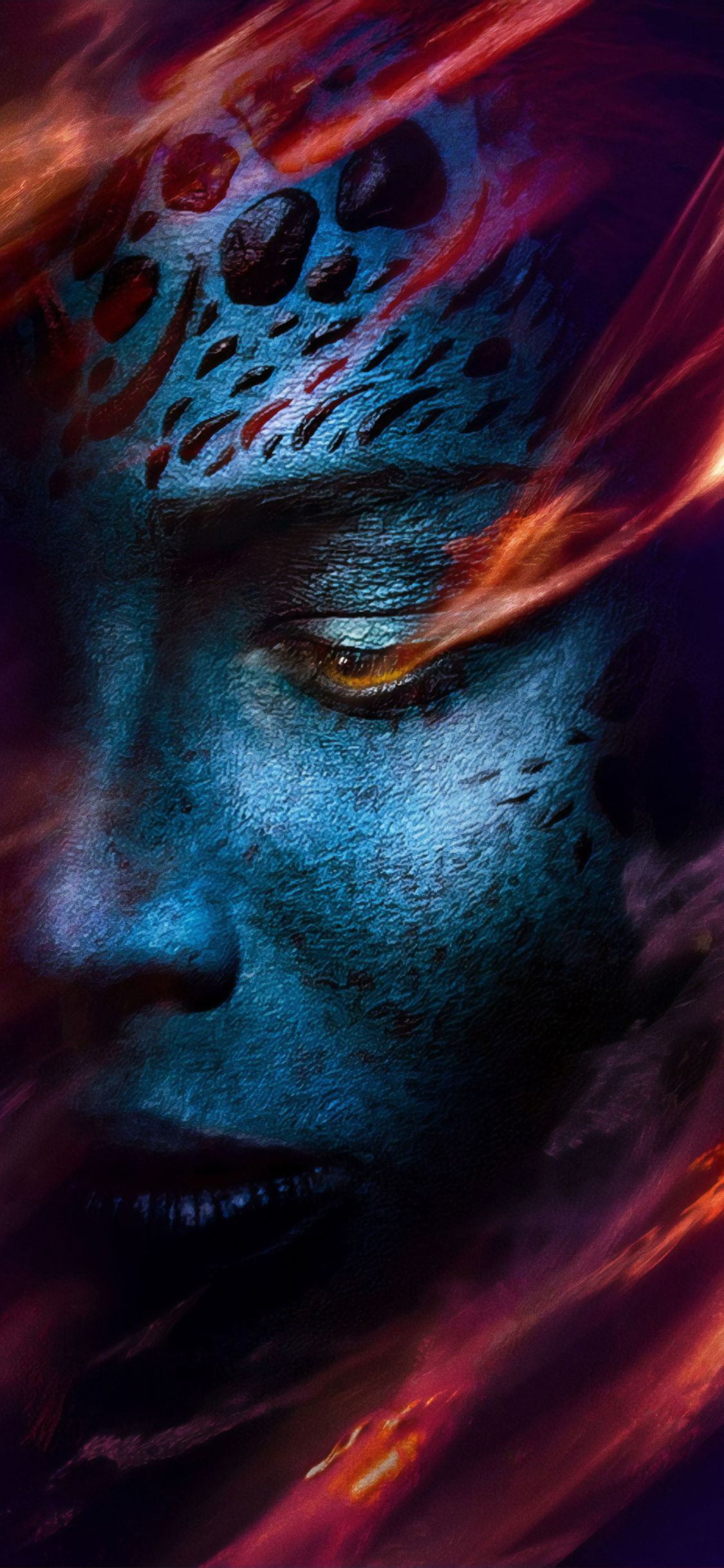 Mystique X-Men viso blu, 1125x2436 Verticale, iPhone