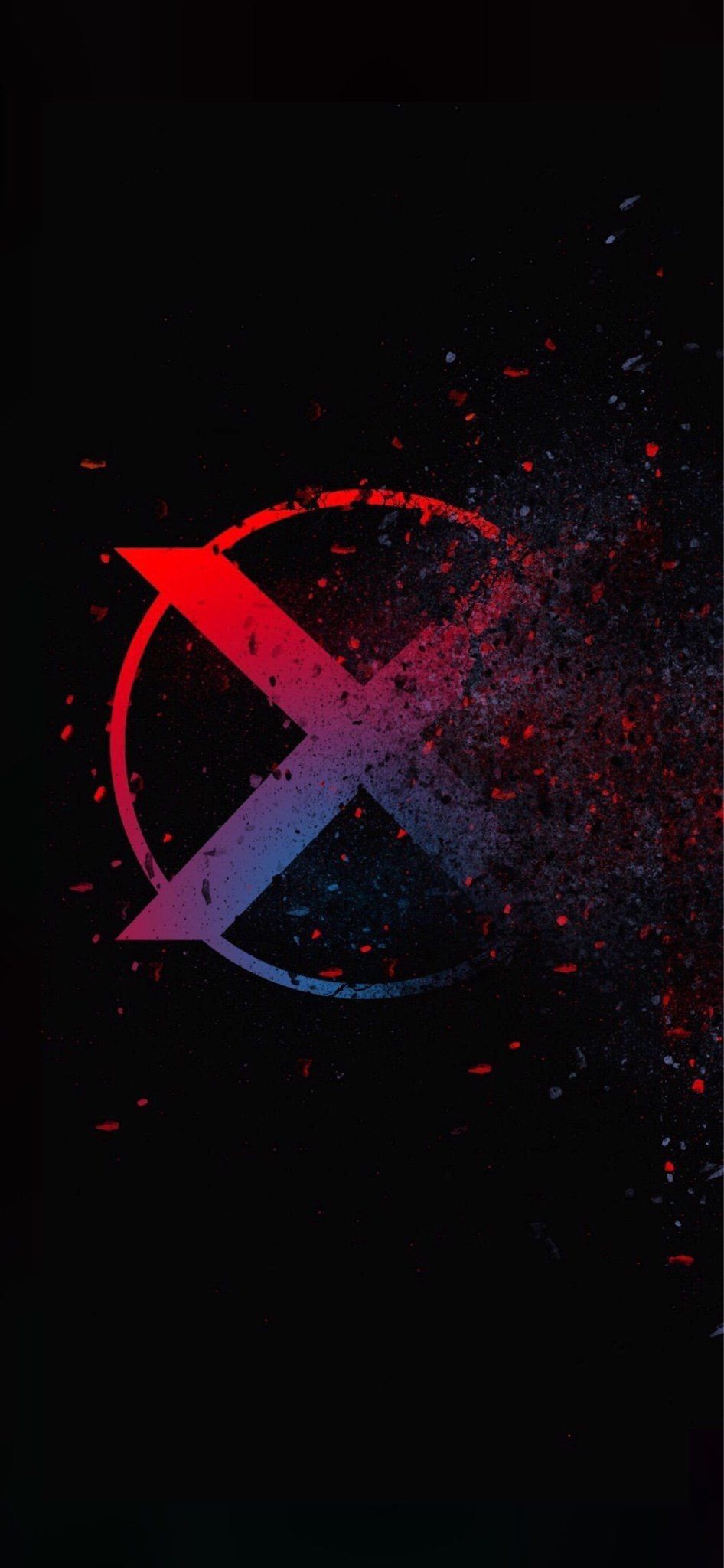 Logo X rosso disintegrato, 946x2048 Verticale, iPhone