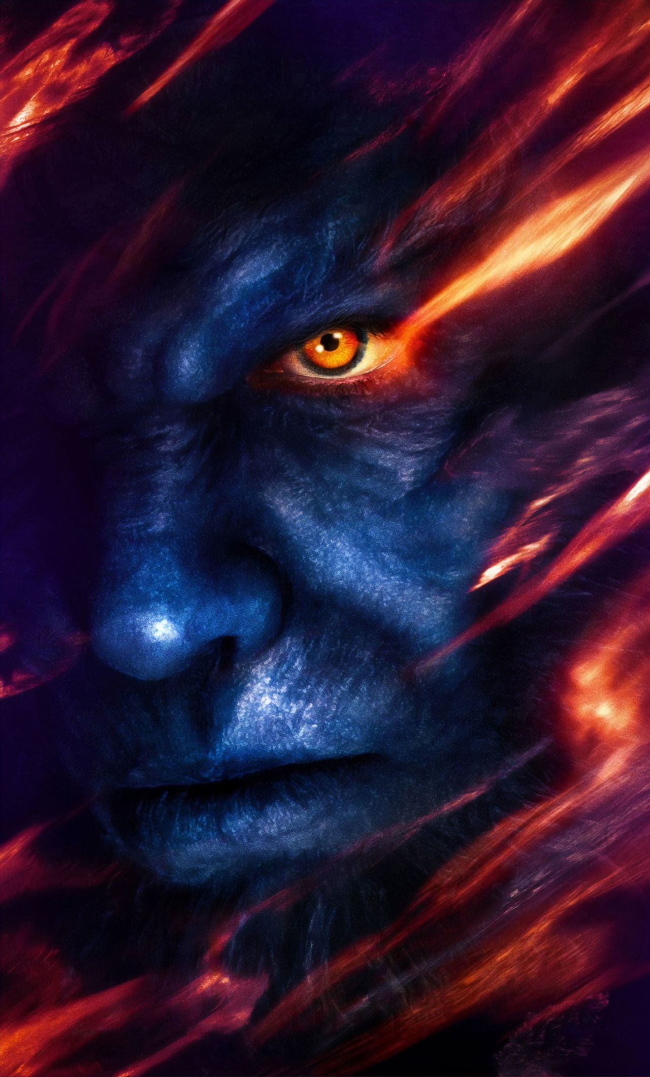 Beast X-Men volto blu fiamme, 1280x2120 Full HD Verticale, iPhone Plus