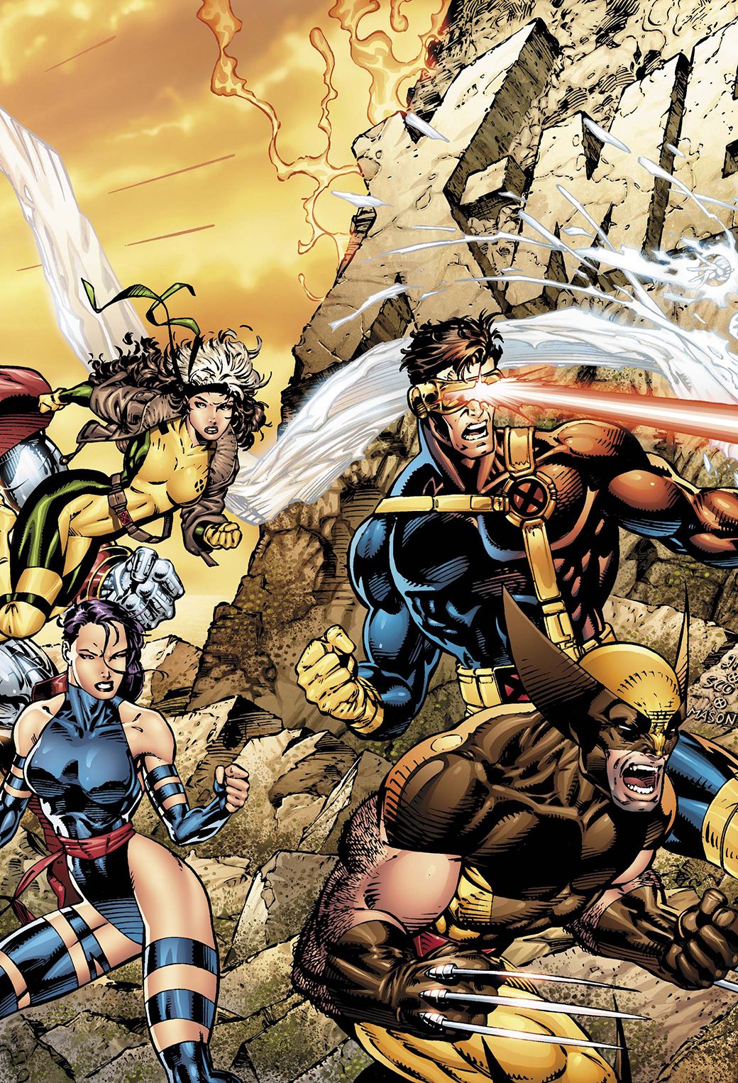 X-Men fumetto battaglia gruppo, 1040x1526 Verticale, iPhone Pro