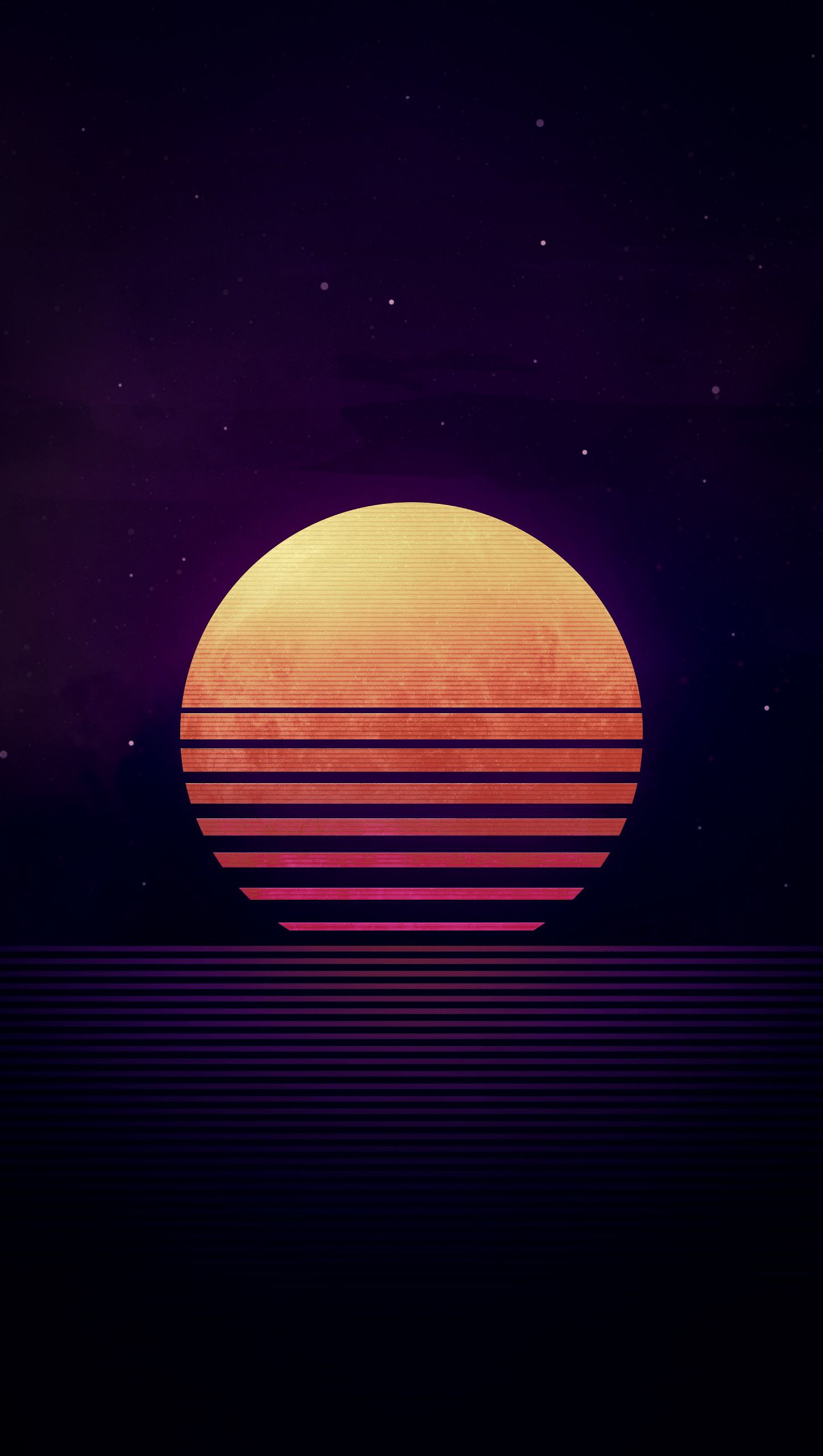 Sole retrowave stile synthwave, 1448x2560 Verticale, Xiaomi