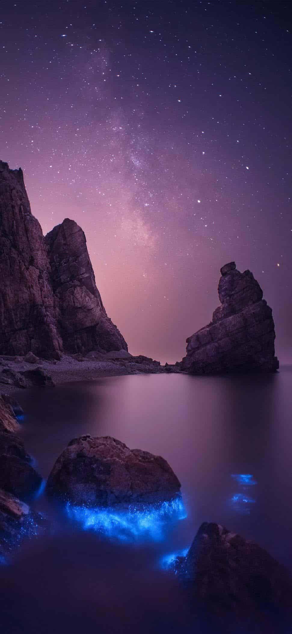 Rocce marine bioluminescenti notturne, 971x2105 Full HD Verticale, Xiaomi