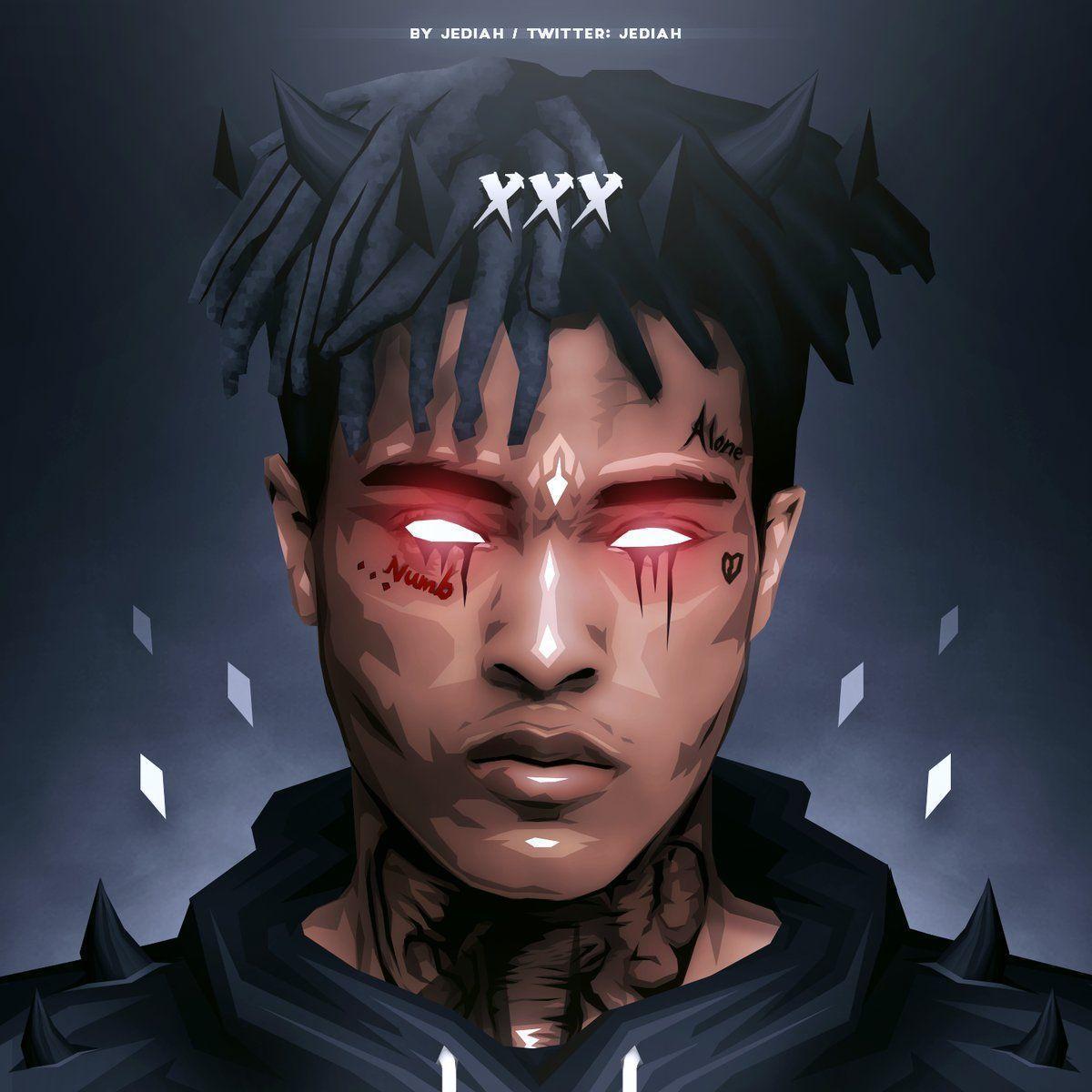 XXXTentacion cartone occhi luminosi, 1200x1200 HD, Desktop