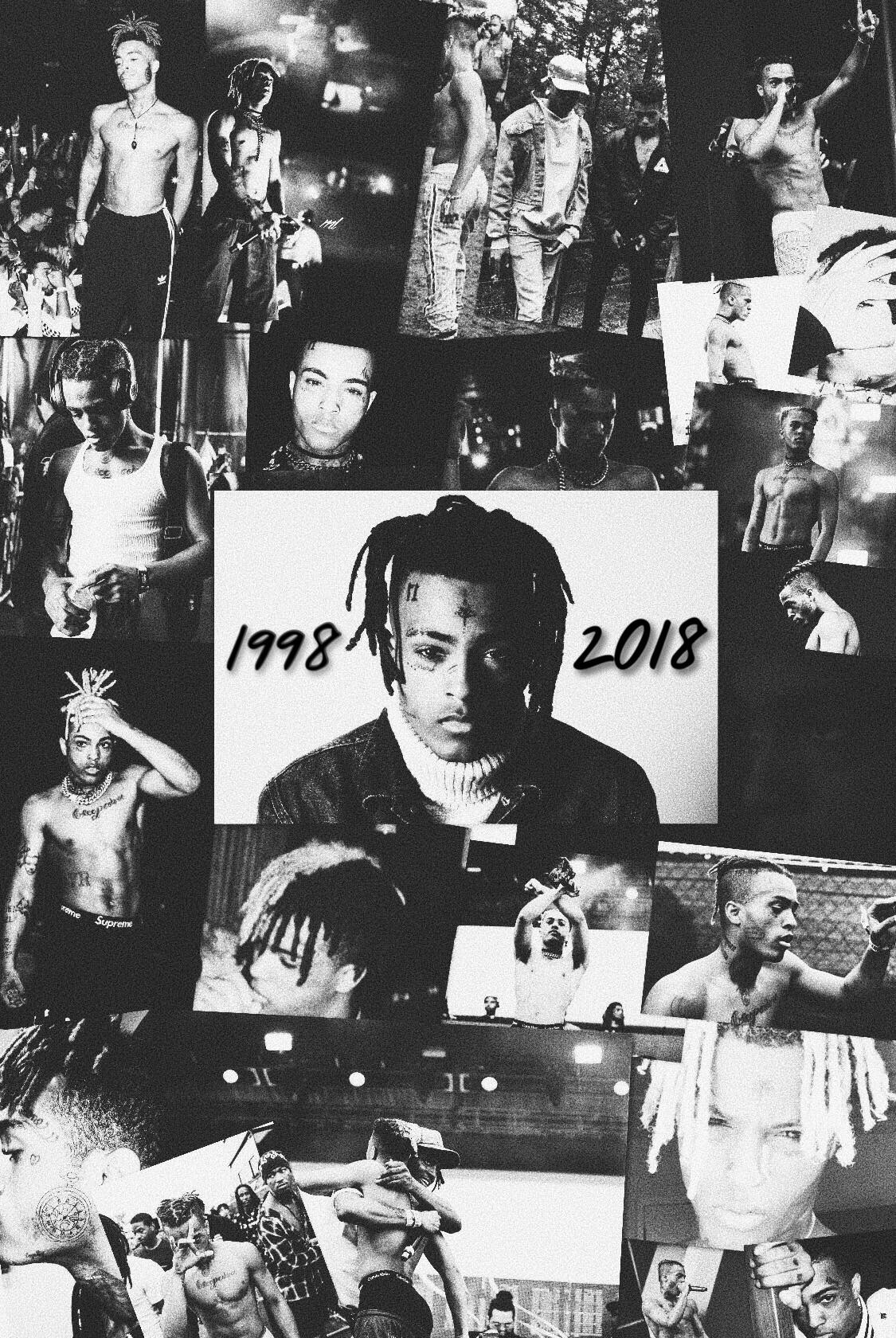 Collage foto XXXTentacion bianco nero, 675x1200 Full HD Verticale, iPhone