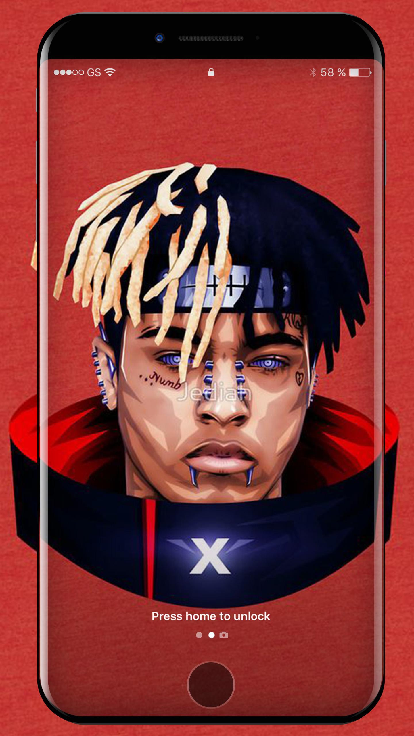 XXXTentacion ritratto illustrato rosso, 1440x2560 Verticale, Galaxy Tab