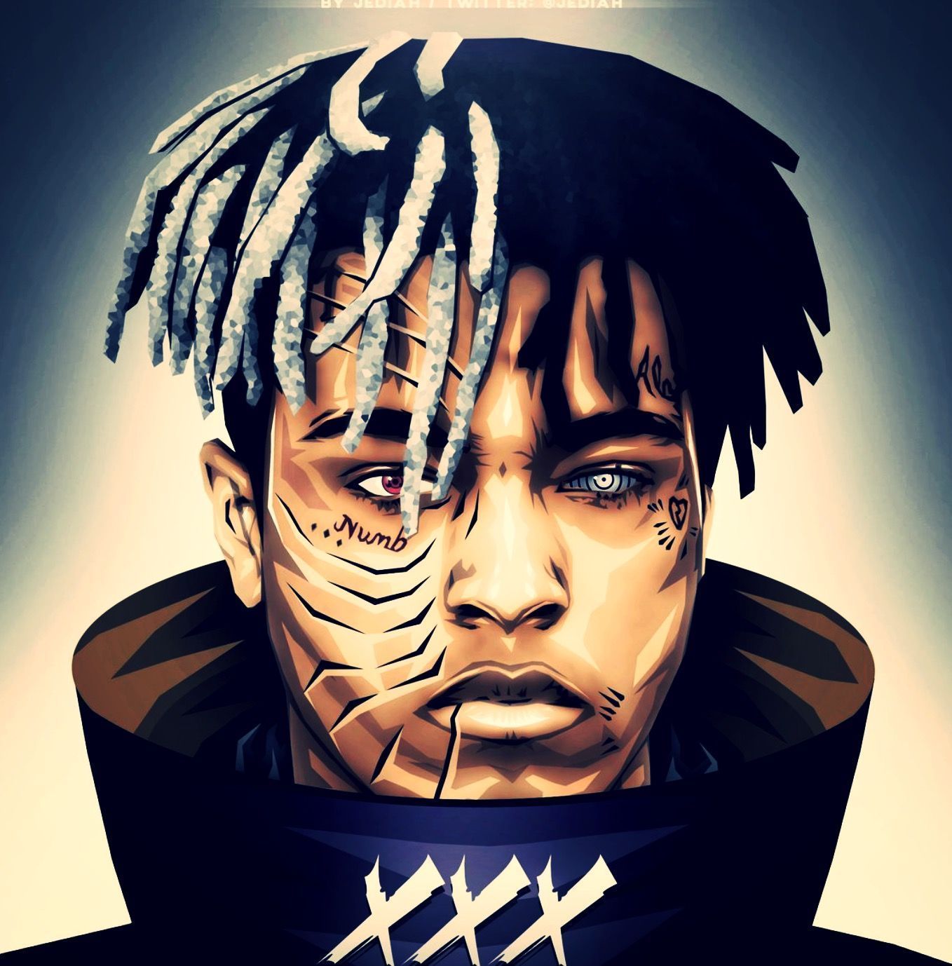XXXTentacion cartone volto diviso, 1358x1378 Verticale, Telefono