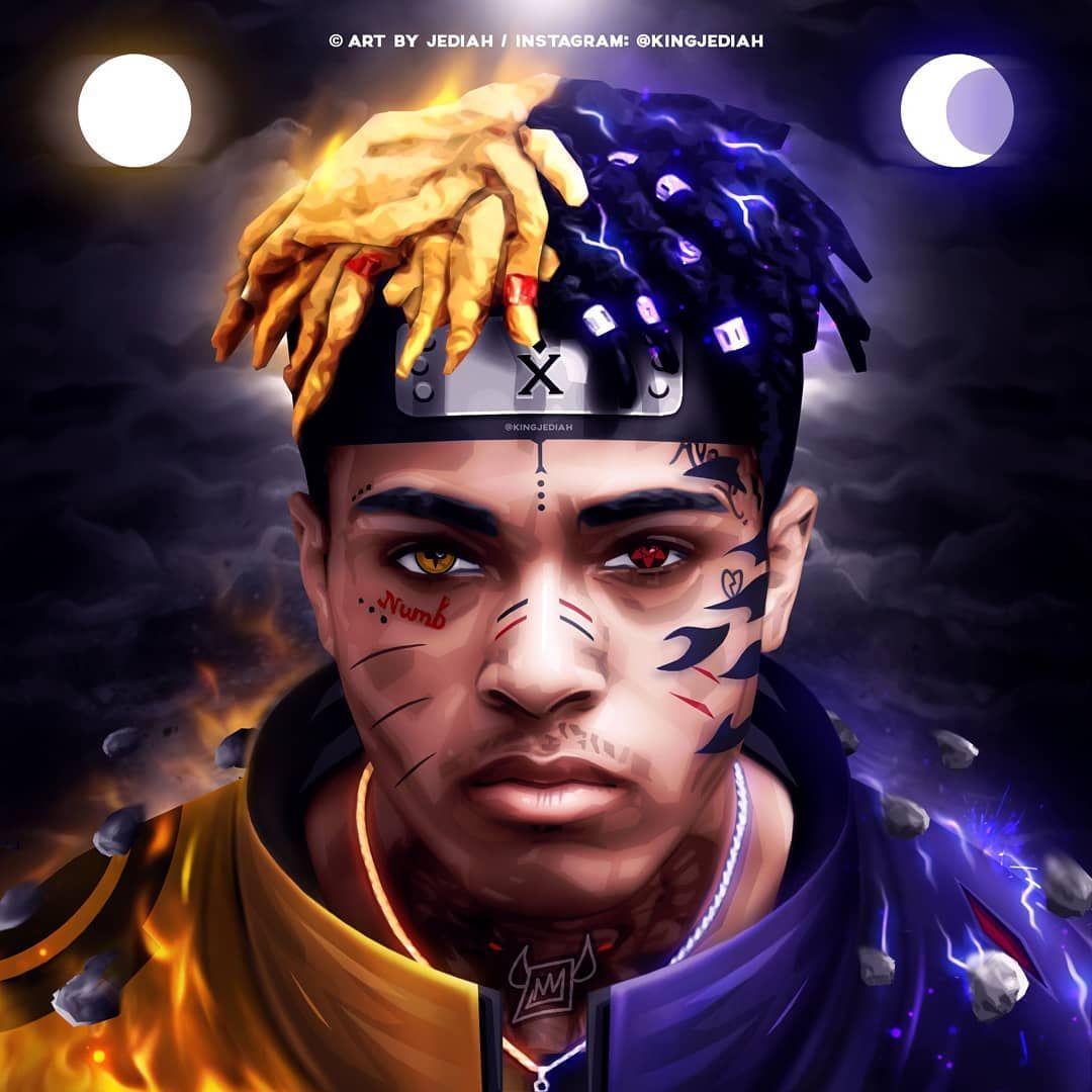 XXXTentacion cartone fuoco fulmini, 1080x1080 HD, PC