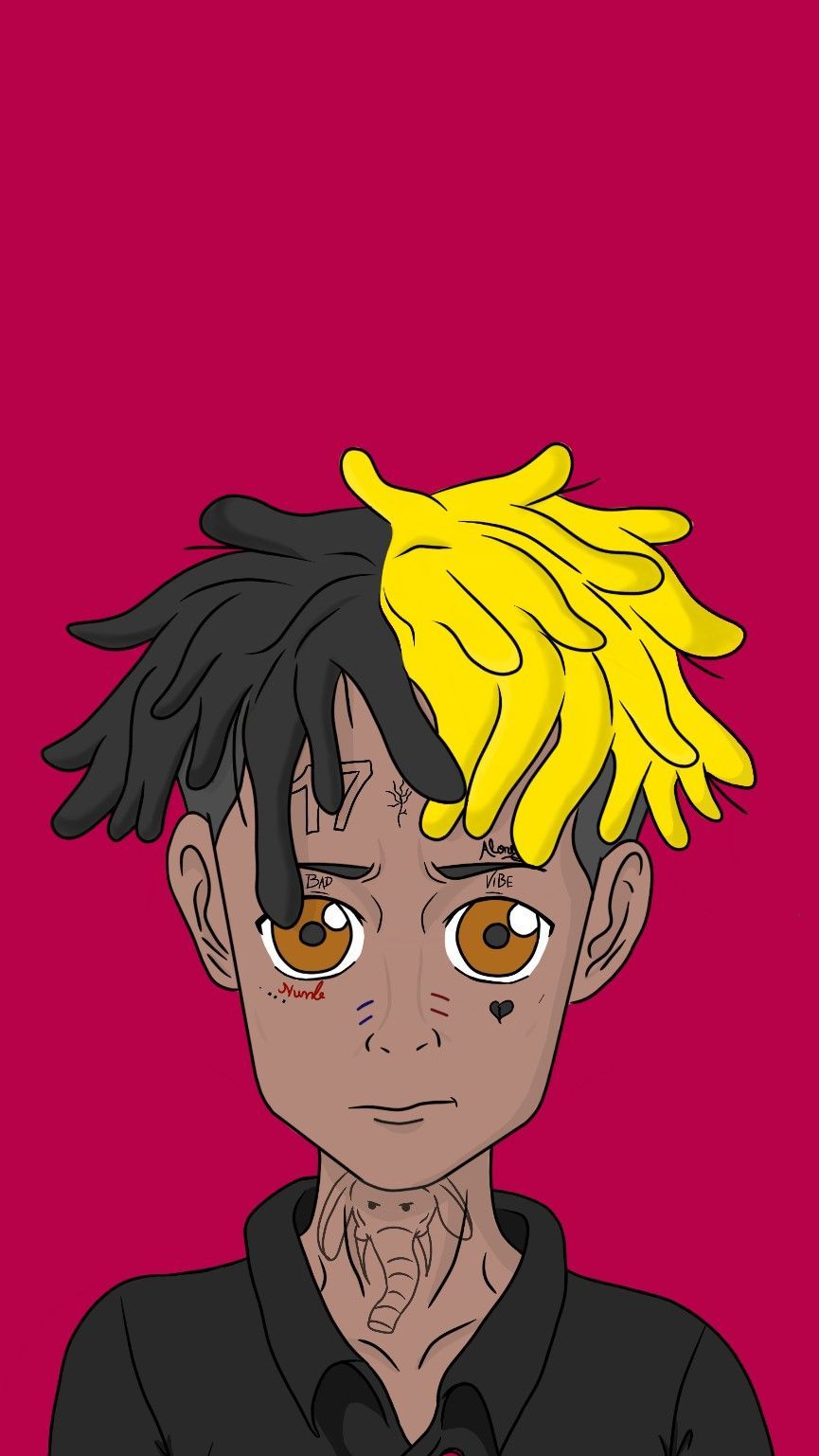 XXXTentacion cartone capelli bicolore, 865x1537 Verticale, Telefono