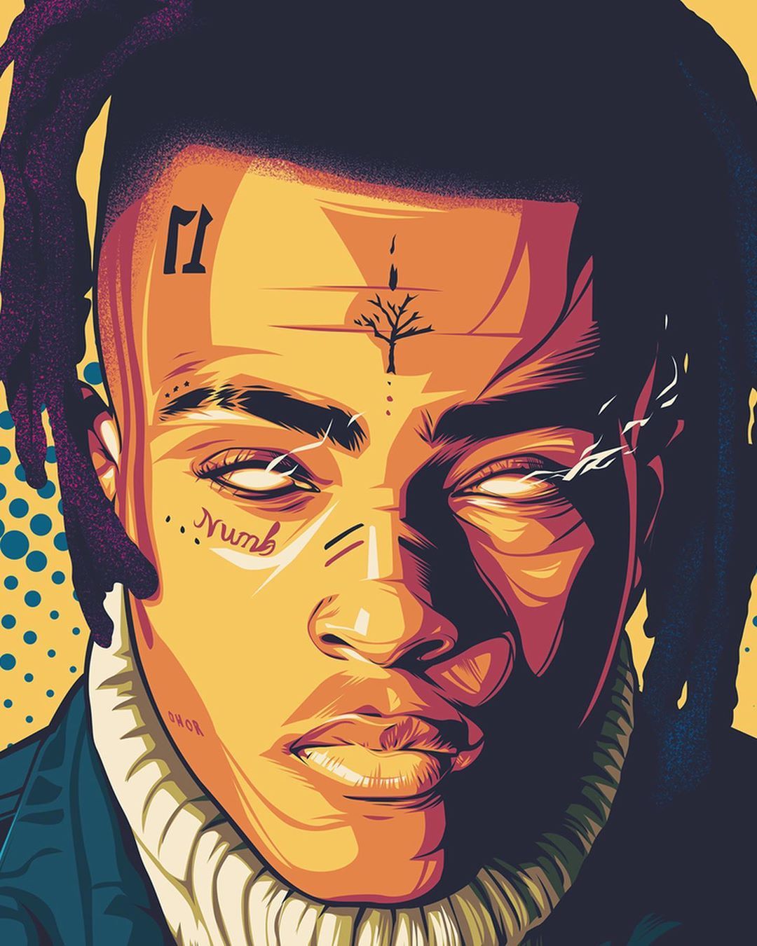 XXXTentacion cartone ritratto arancione, 1080x1350 Verticale, Telefono