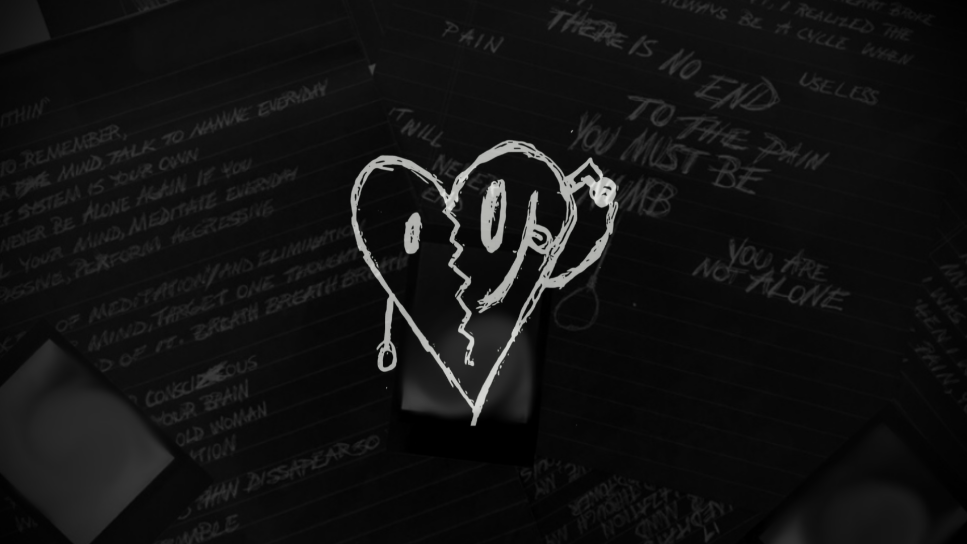 Cuore spezzato disegnato gesso, 1920x1080 Full HD, Laptop