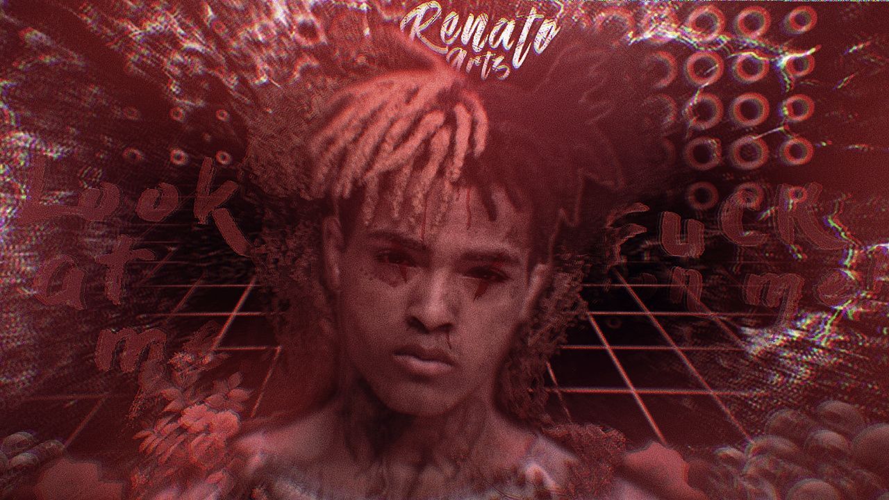XXXTentacion ritratto astratto rosso, 1280x720 HD, Tablet