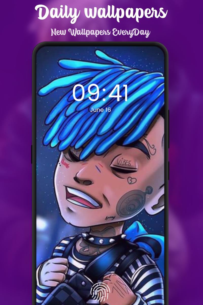XXXTentacion cartoon capelli blu, 800x1200 Full HD Verticale, Tablet Android