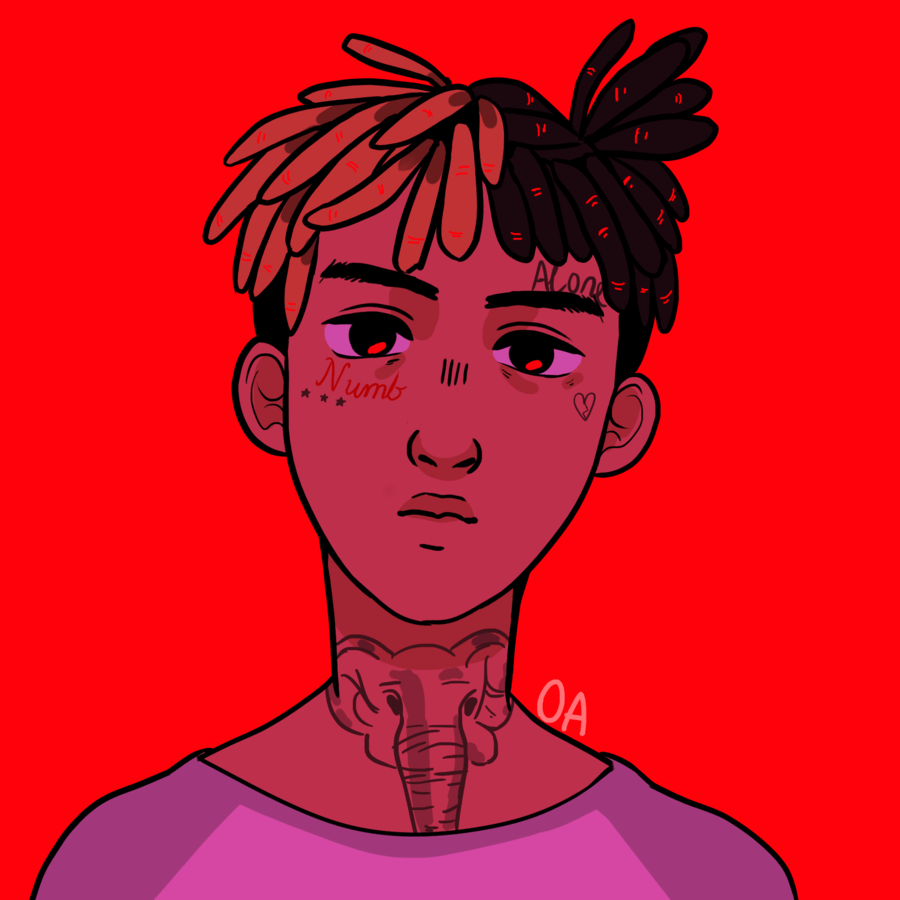 XXXTentacion cartoon ritratto rosso, 900x900 HD, iPad