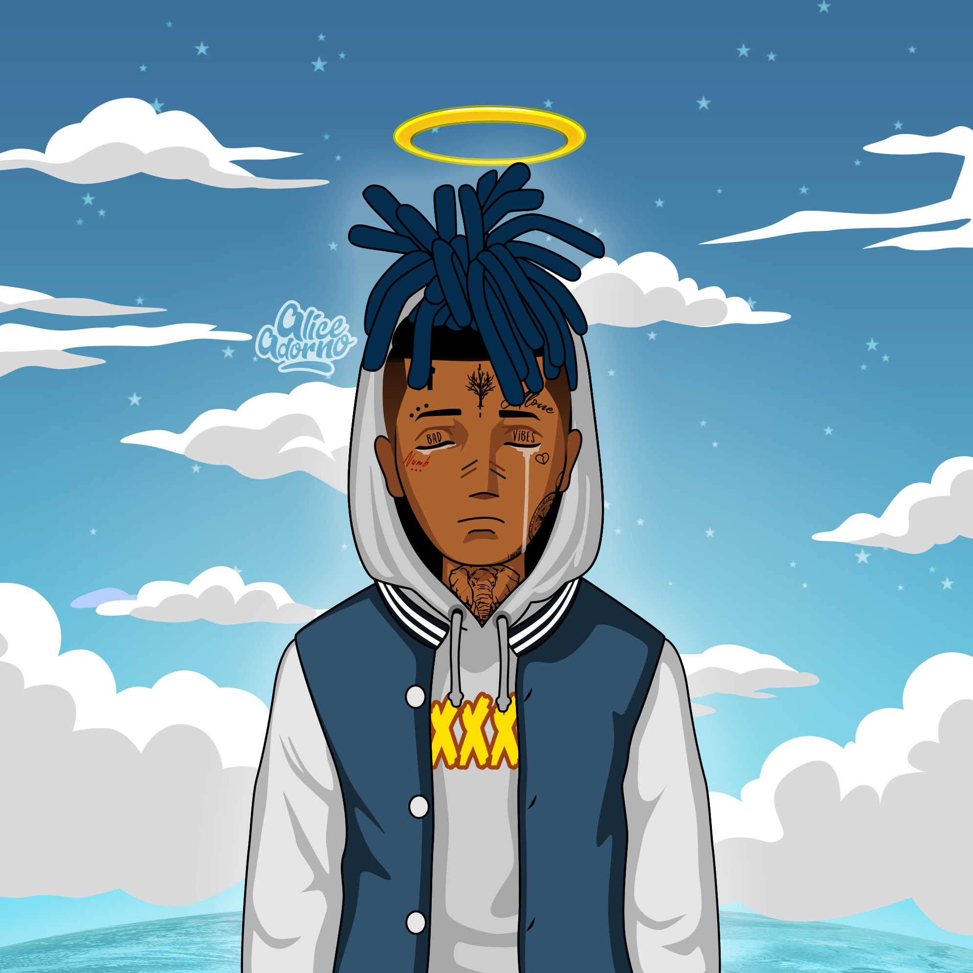XXXTentacion cartone animato aureola, 1990x1990 Full HD+ WUXGA, Desktop