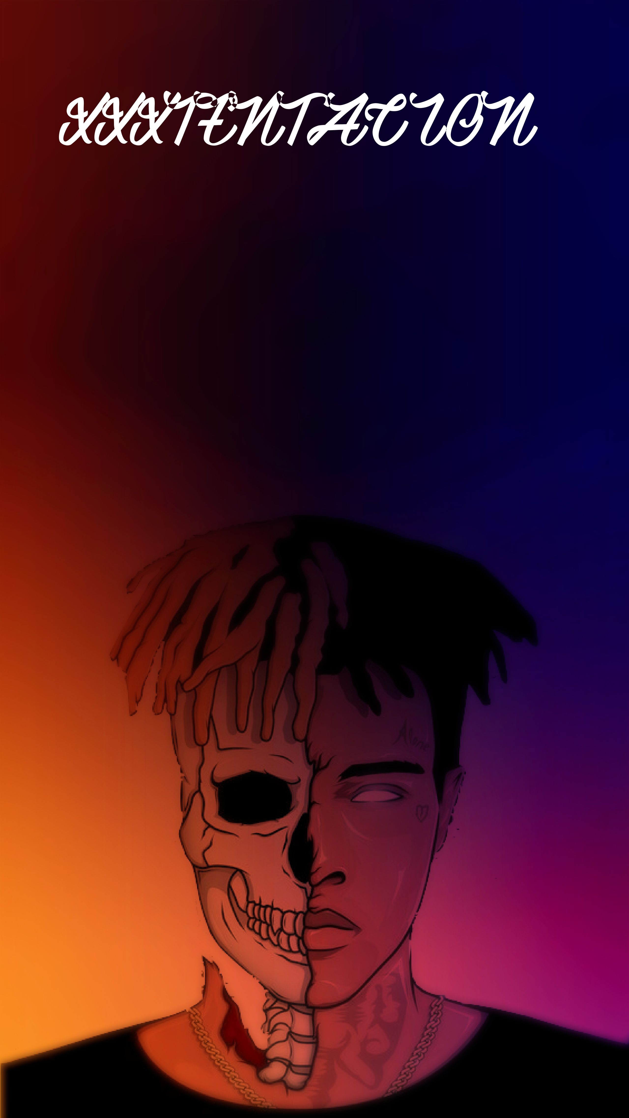Ritratto XXXTentacion metà teschio, 2560x4544 Verticale, Telefono