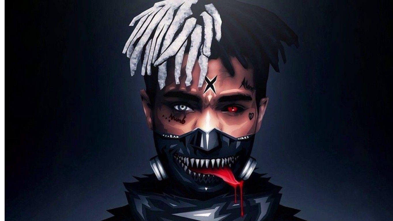 XXXTentacion maschera teschio digitale, 1364x768 720p, Laptop