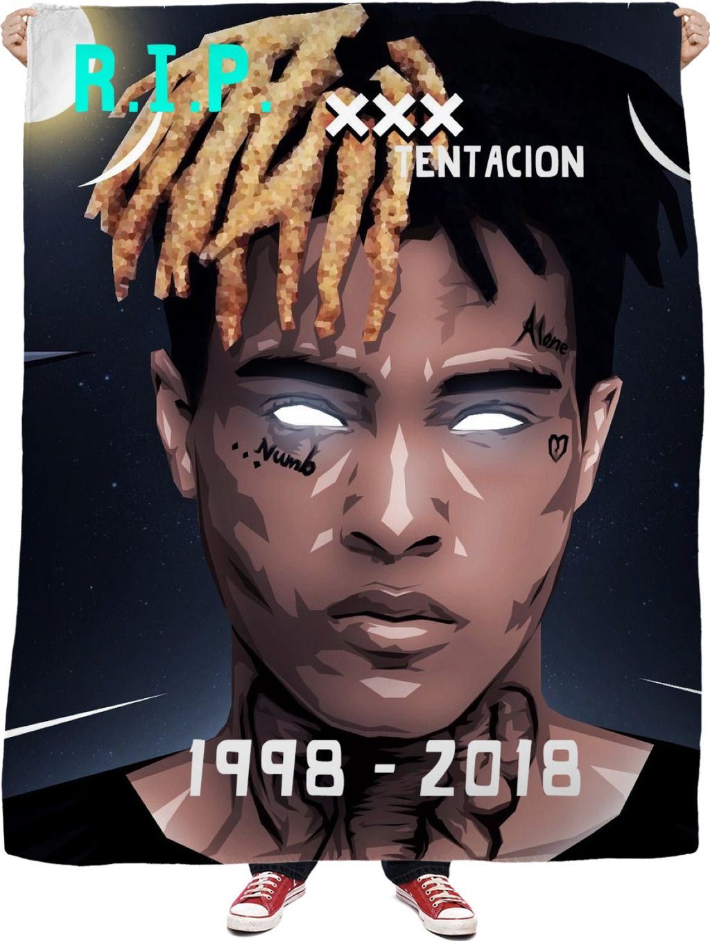 XXXTentacion ritratto sticker rosso, 1080x1920 Verticale, Samsung Galaxy