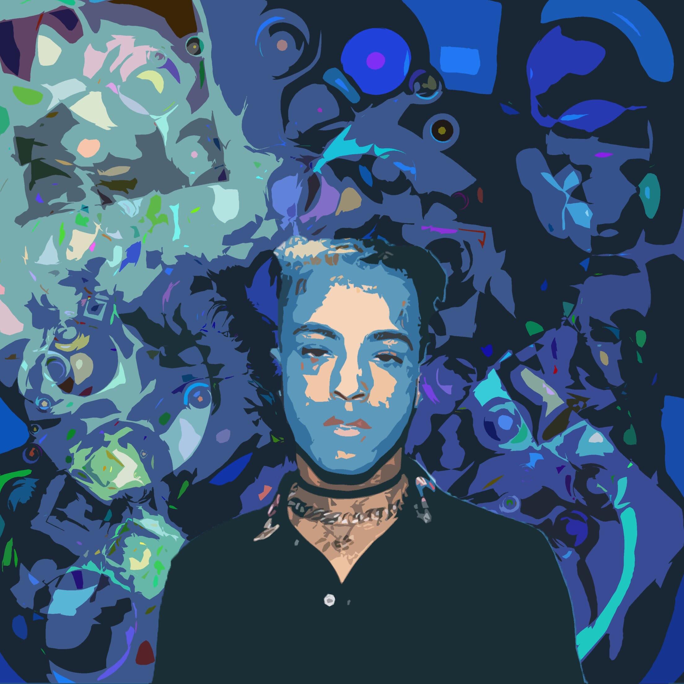 Ritratto XXXTentacion stilizzato blu, 2208x2208 Hi-Res, Desktop