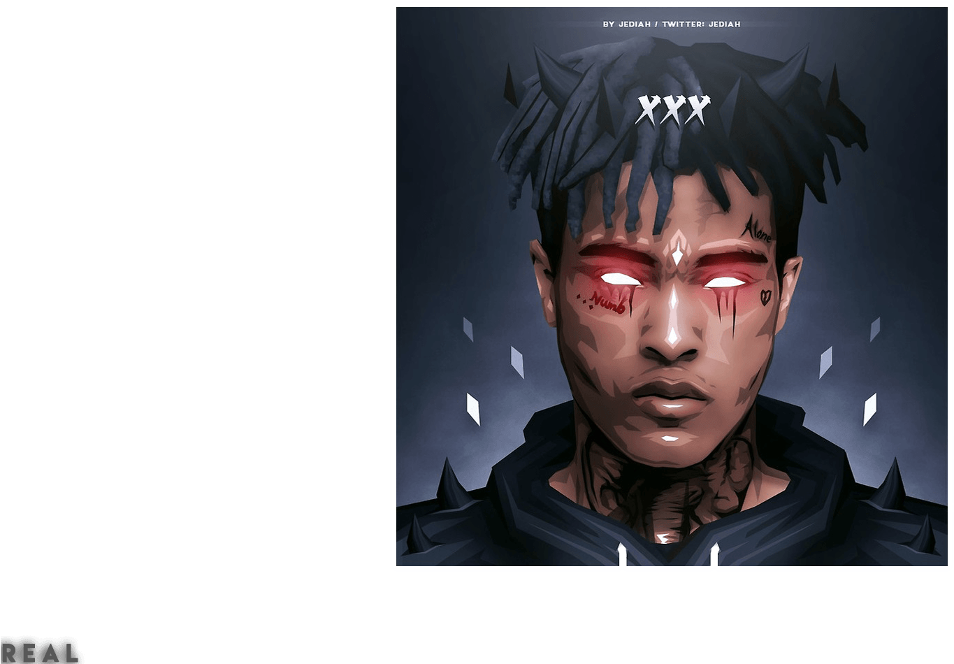 XXXTentacion cartone capelli blu, 937x1171 Verticale, Telefono