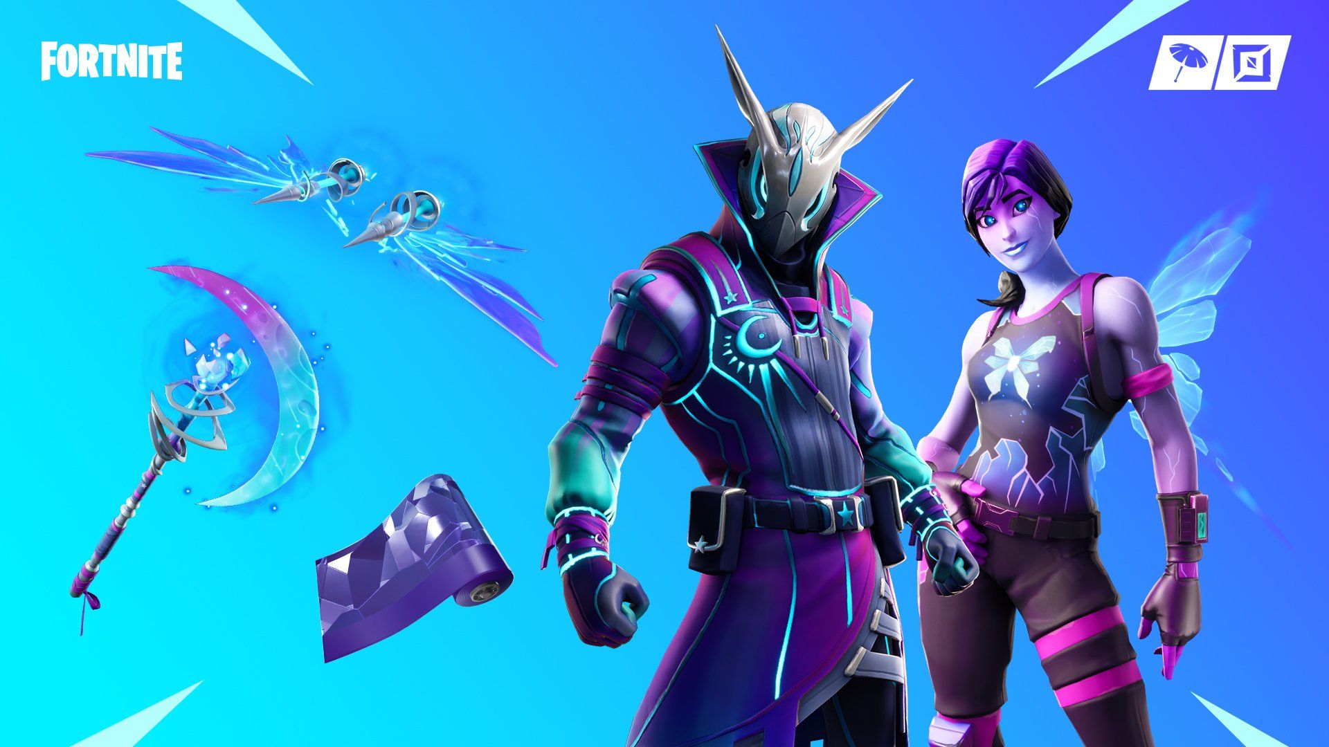 Skin Fortnite viola blu, battle royale, 1920x1080 1080p, Desktop