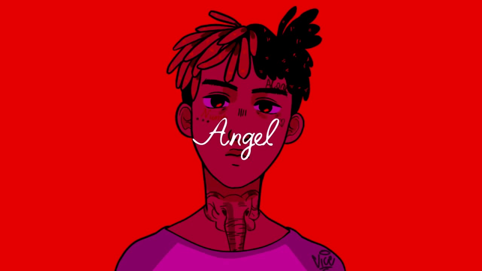 Ritratto XXXTentacion sfondo rosso, 1600x900 HD Ready, PC