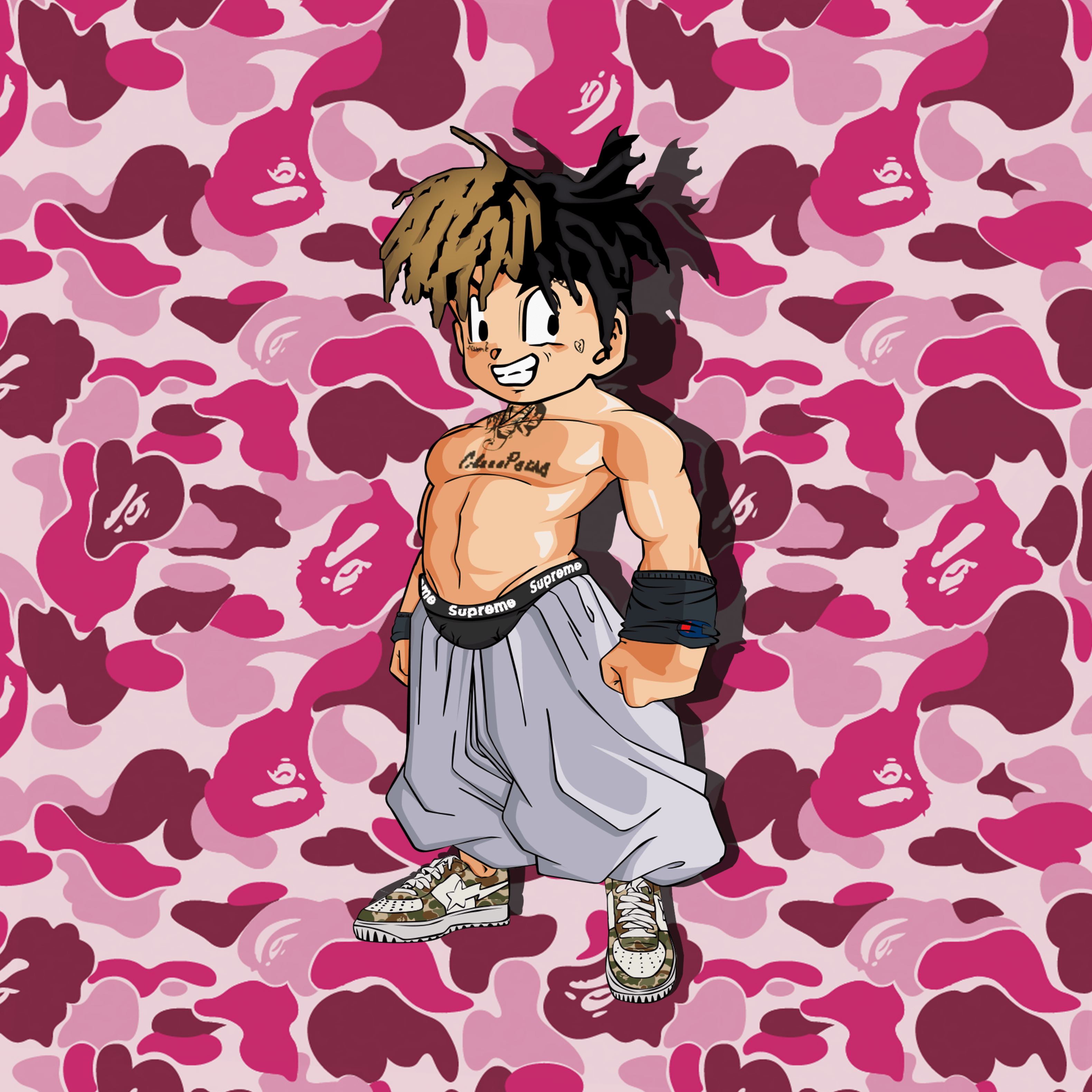 Personaggio DBZ camo rosa BAPE, 3160x3160 WQXGA, Desktop