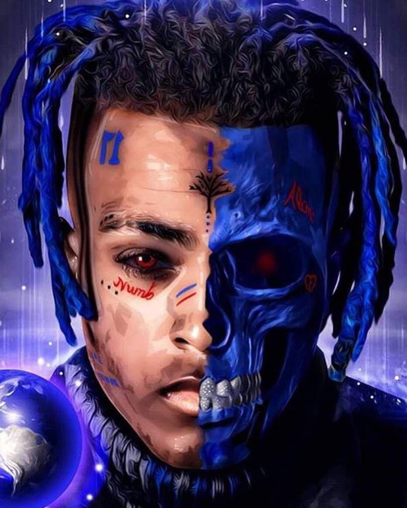XXXTentacion capelli blu teschio, Jahseh Onfroy, 821x1024 Full HD Verticale, Smartphone