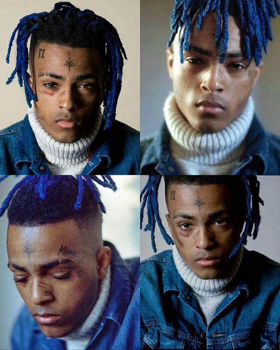 XXXTentacion capelli blu collage, 937x1171 Verticale, Telefono