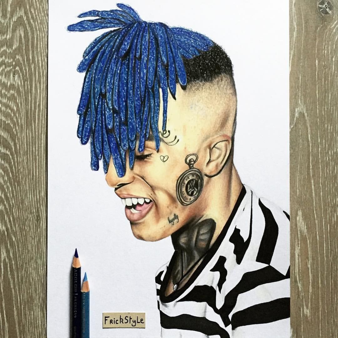 XXXTentacion capelli blu disegno, rapper, 1080x1080 HD, Desktop