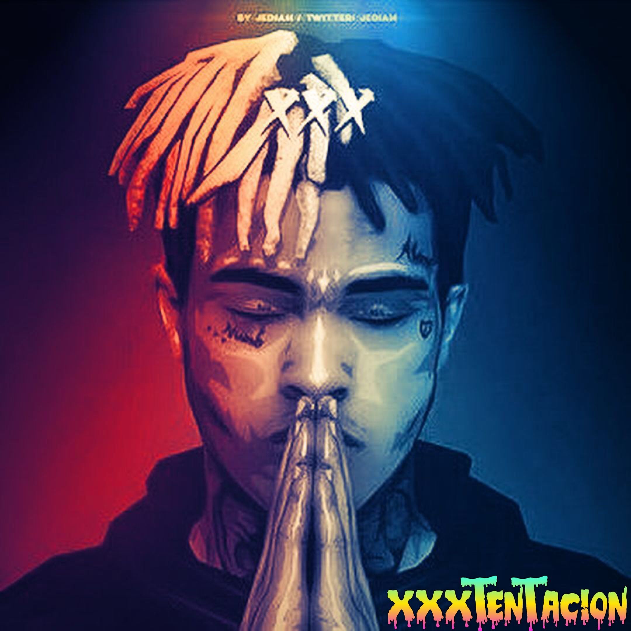 XXXTentacion capelli blu illustrazione, rapper, 2160x2160 Hi-Res, Desktop