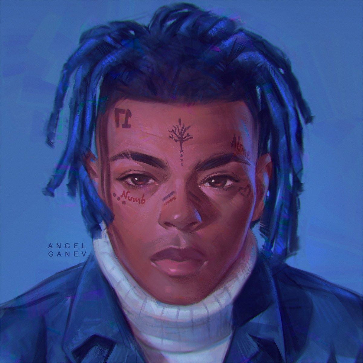 XXXTentacion capelli blu ritratto, Jahseh Onfroy, 1200x1200 HD, Laptop