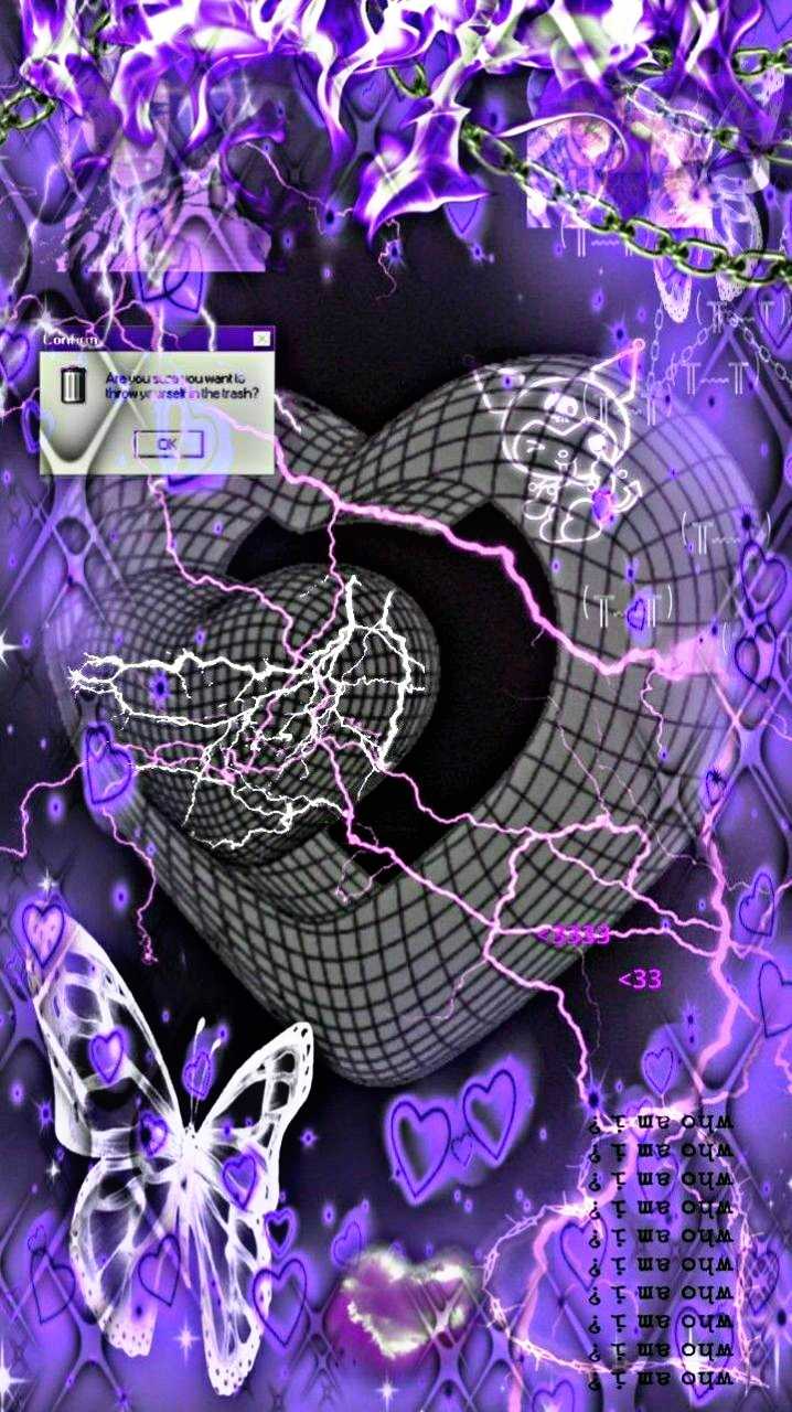 Cuore griglia viola Y2K, 718x1280 Full HD Verticale, Smartphone