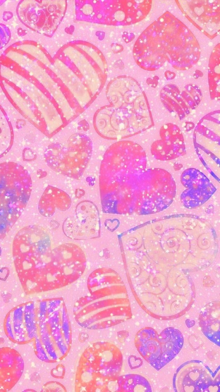 Cuori glitter rosa Y2K, 715x1272 Verticale, Mobile