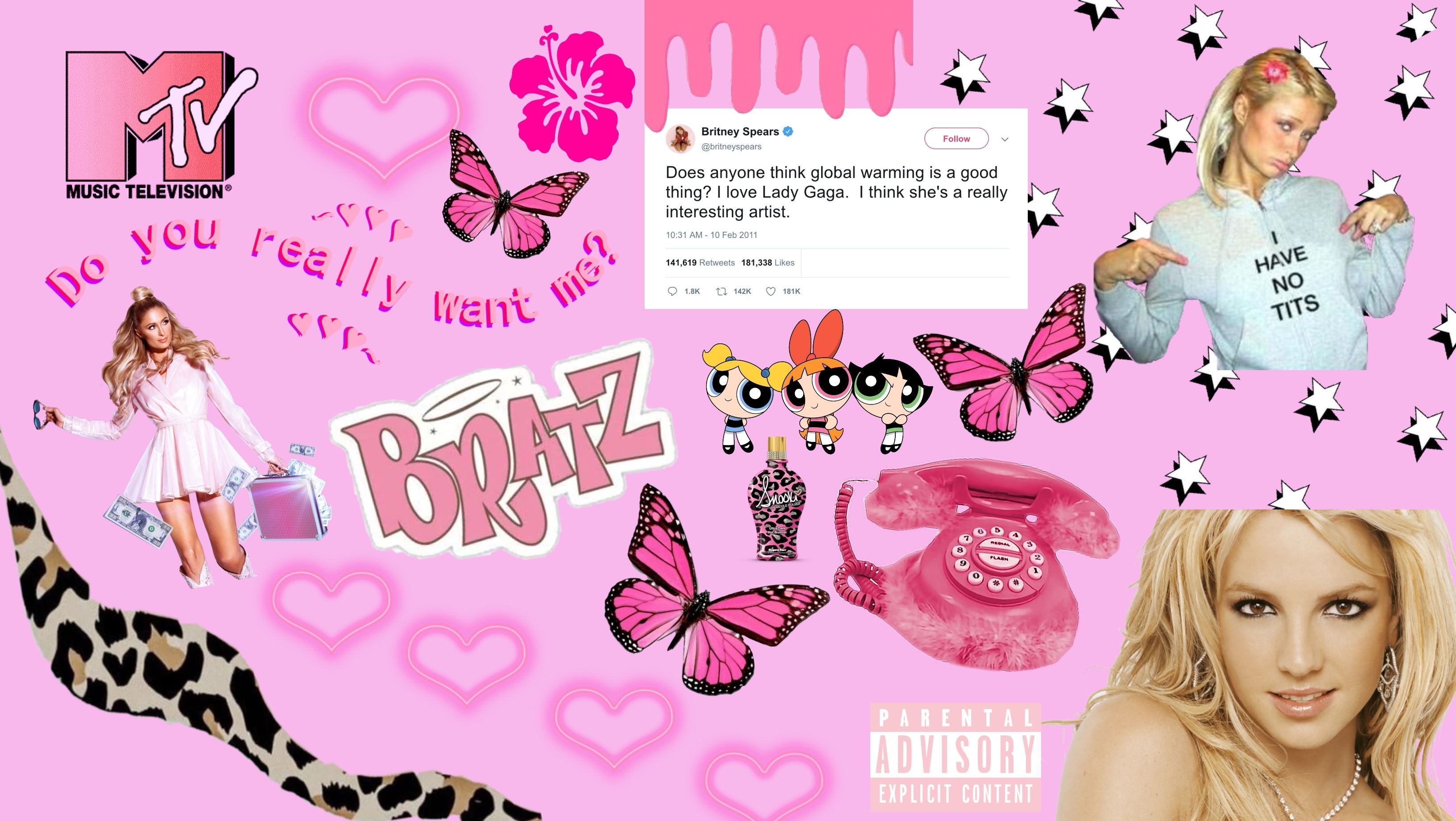 Collage Y2K Bratz Britney Spears, 3264x1841 2K+, Monitor Gaming