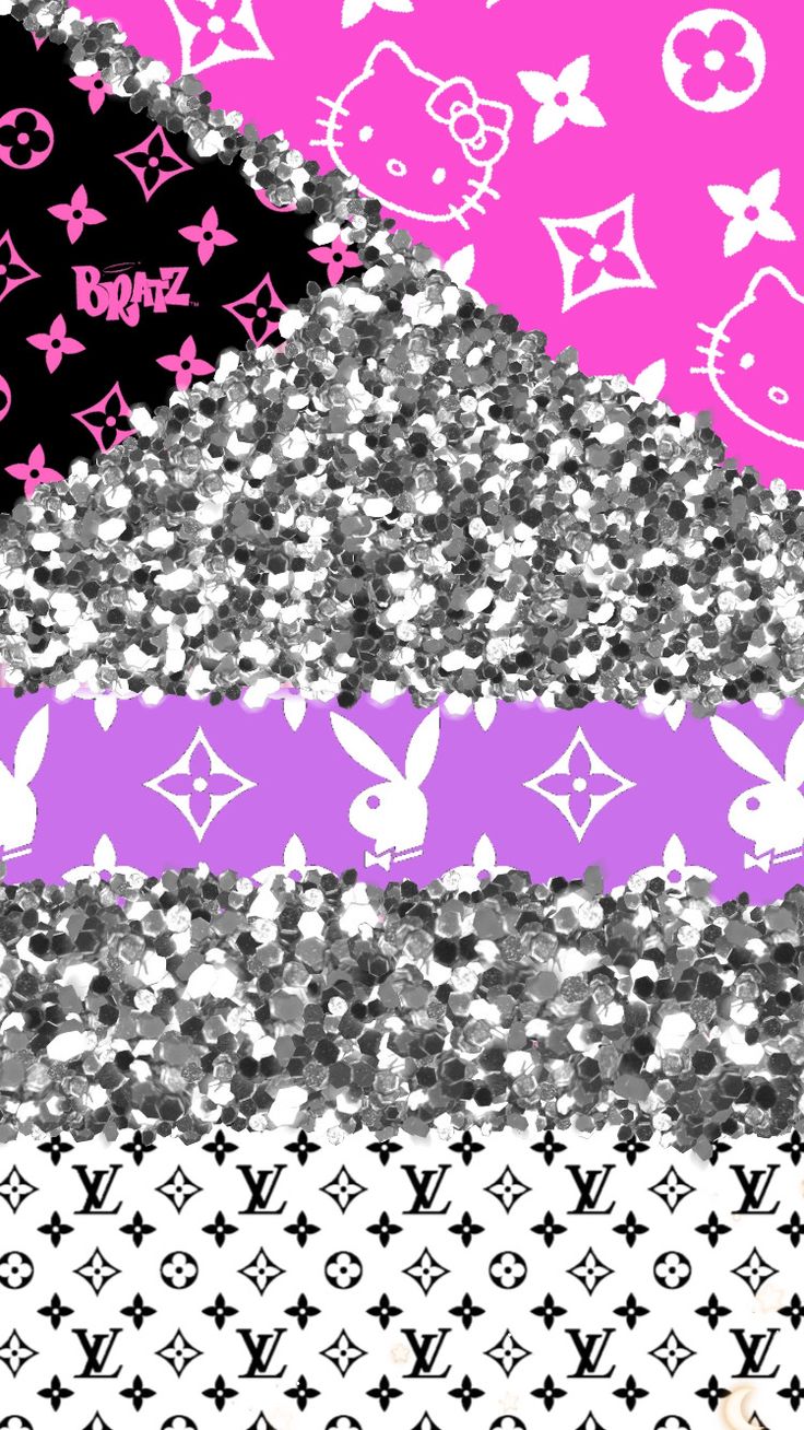 Collage glitter Hello Kitty Playboy LV, kawaii, 736x1308 Full HD Verticale, Smartphone