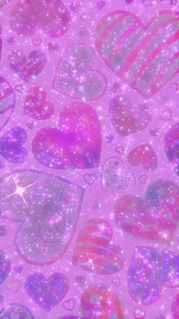 Cuori glitter viola Y2K, 720x1280 Full HD Verticale, Smartphone