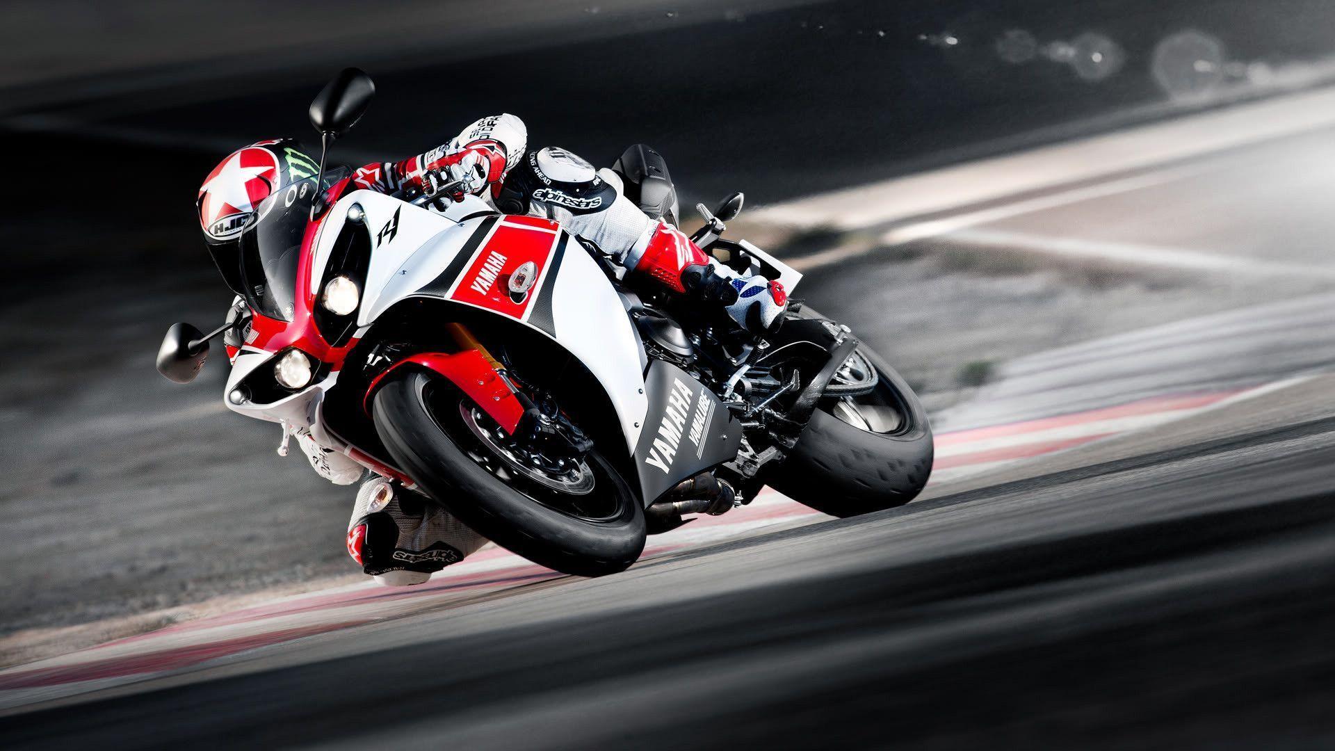 Yamaha R1 moto in curva, 1920x1080 Full HD 1080p, PC