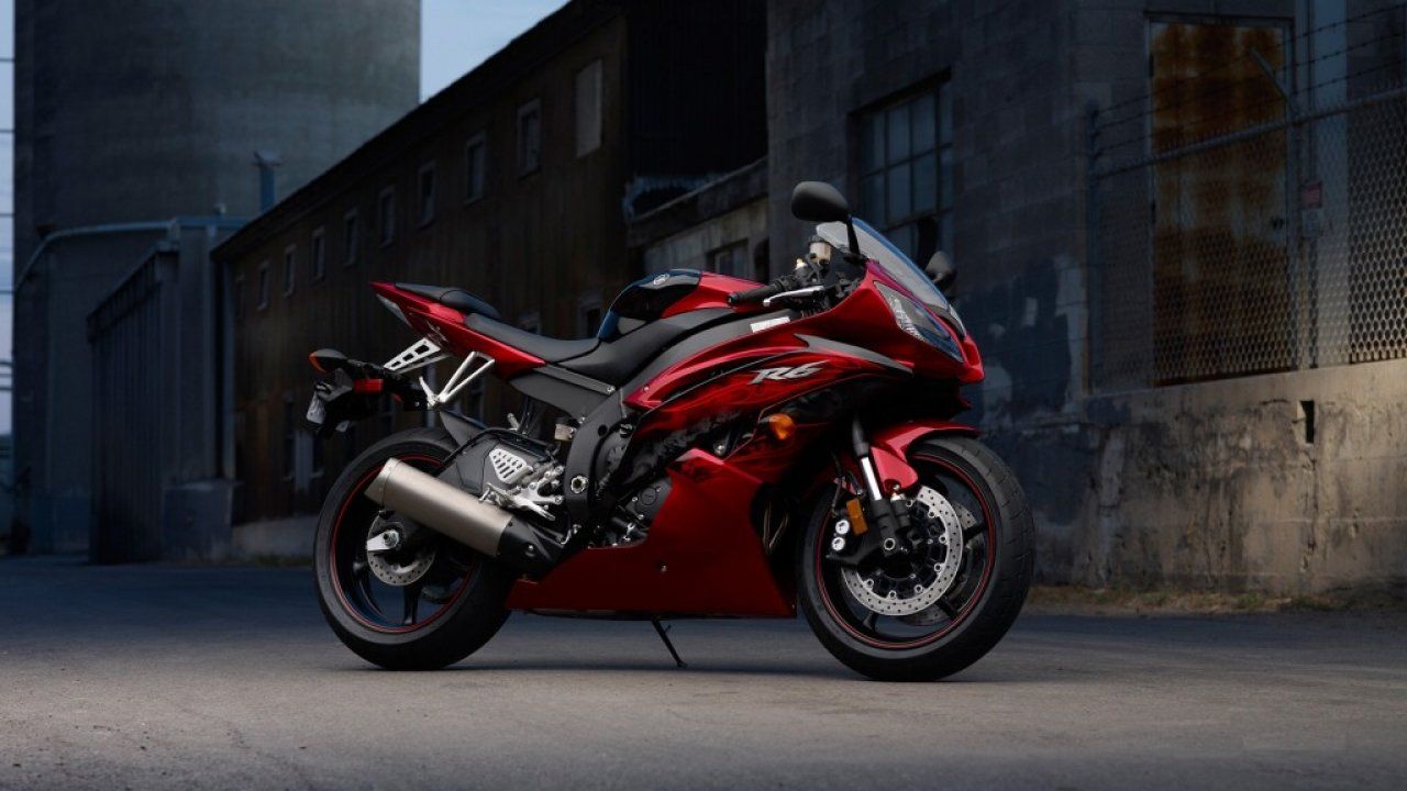 Moto Yamaha YZF-R rossa nera, 1280x720 720p, Monitor Gaming