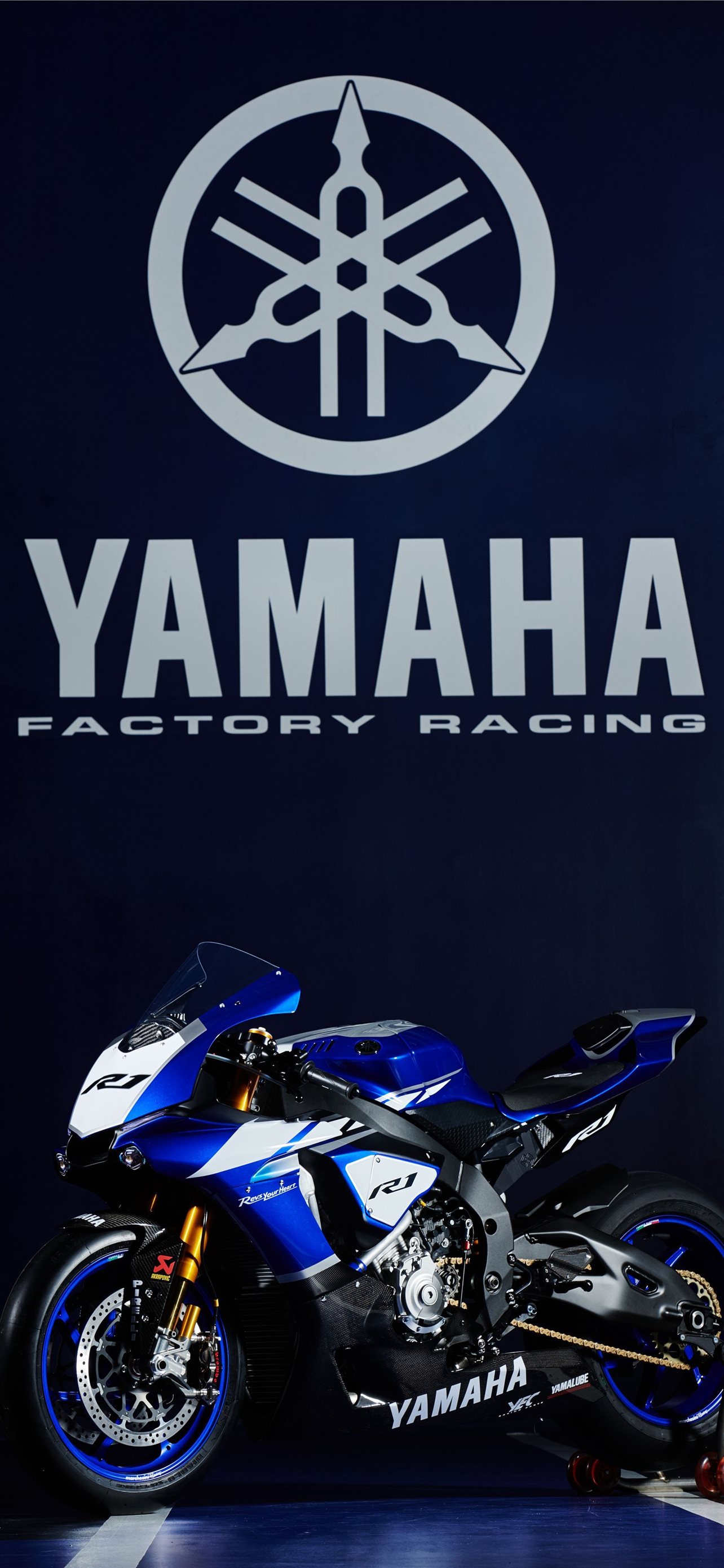 Yamaha R1 moto sportiva blu, 1284x2778 Verticale, Mobile