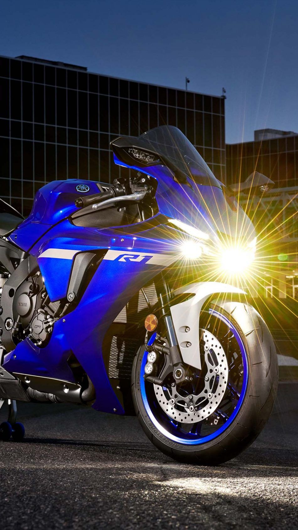 Yamaha YZF R1 moto blu, 950x1689 Verticale, Telefono