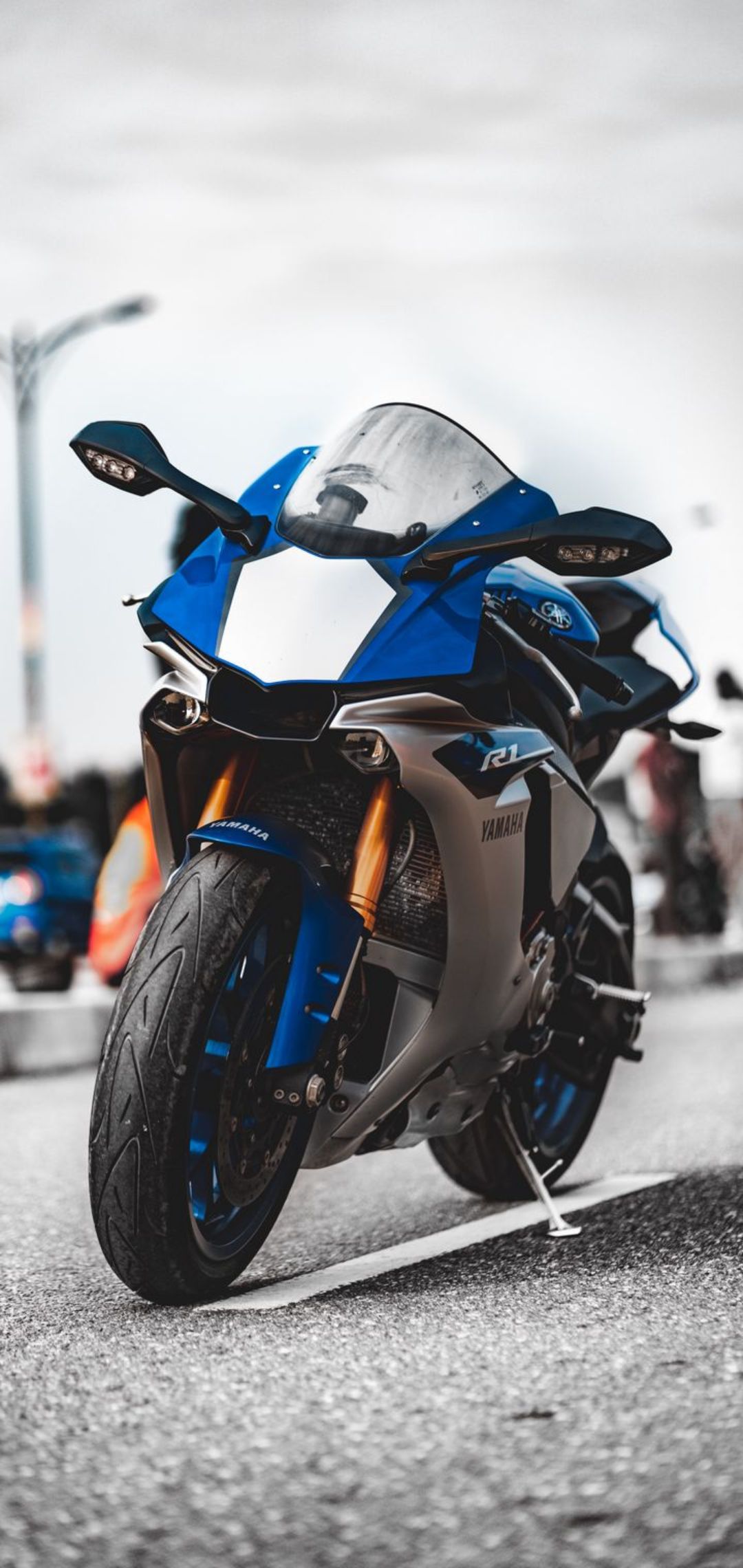 Moto sportiva Yamaha blu, 1080x2280 Full HD Verticale, Smartphone