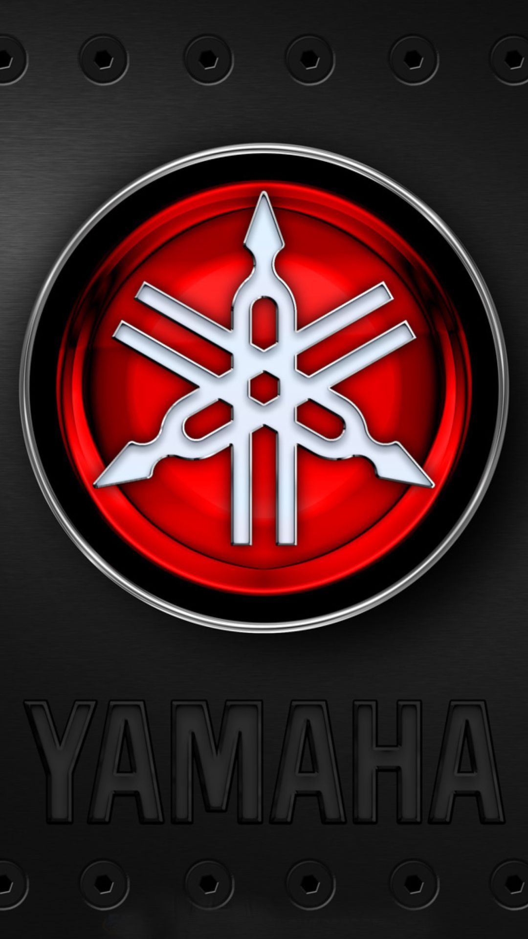Logo Yamaha rosso metallico, 1080x1920 Full HD Verticale, Smartphone