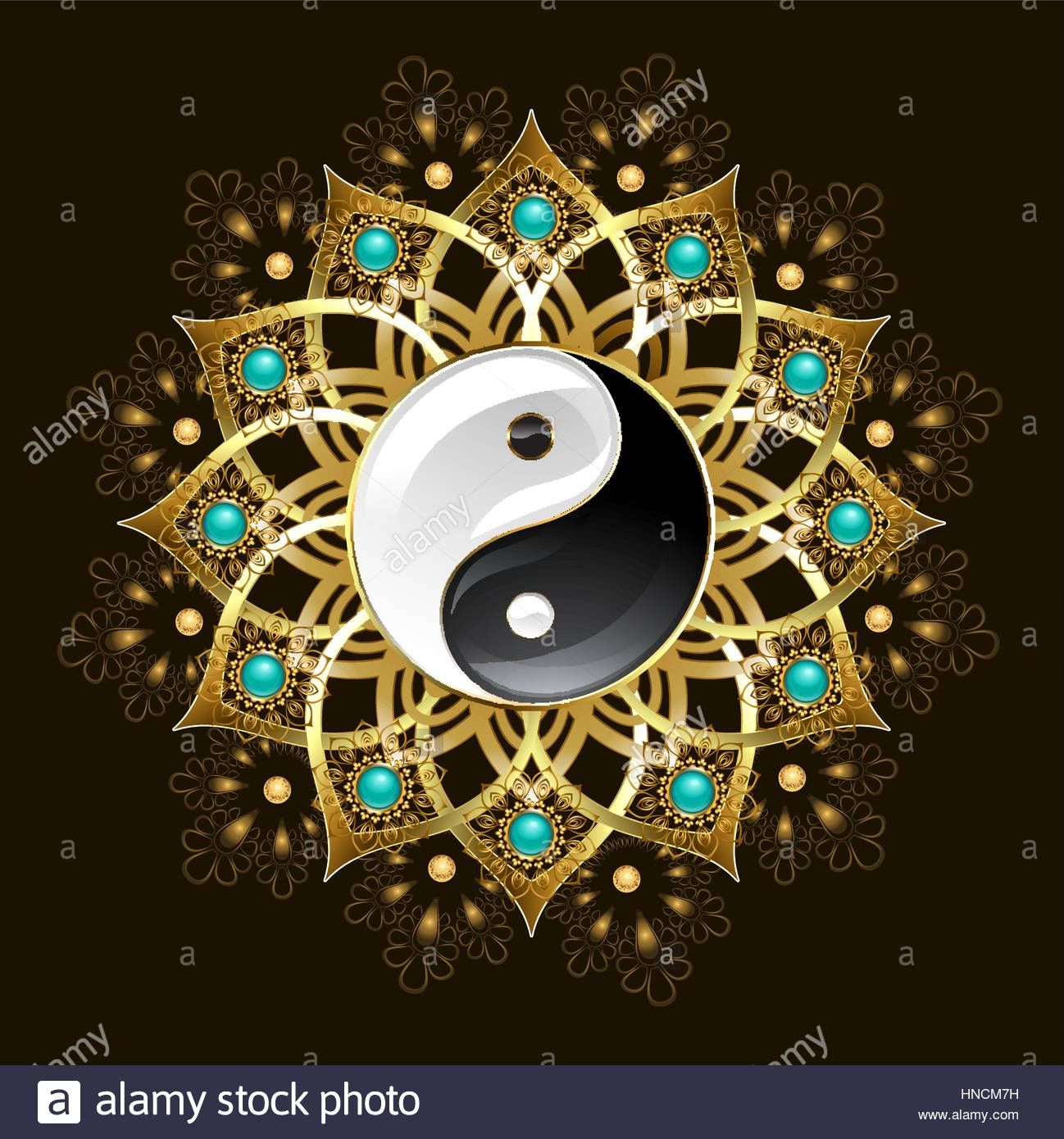 Simbolo Yin Yang mandala dorato, 1298x1390 Full HD Verticale, Smartphone