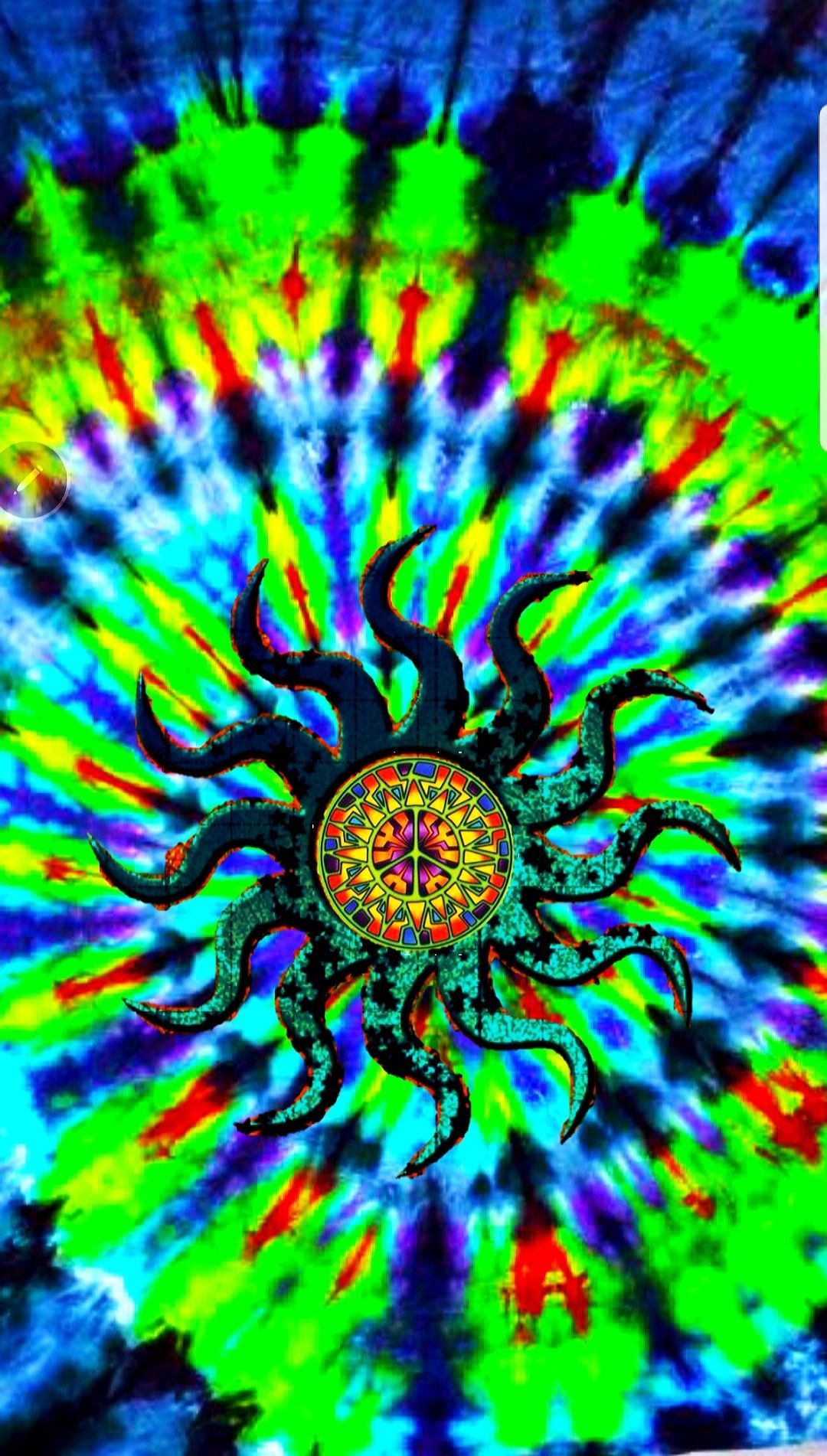 Sole tie dye psichedelico colorato, 1080x1902 Full HD Verticale, Smartphone