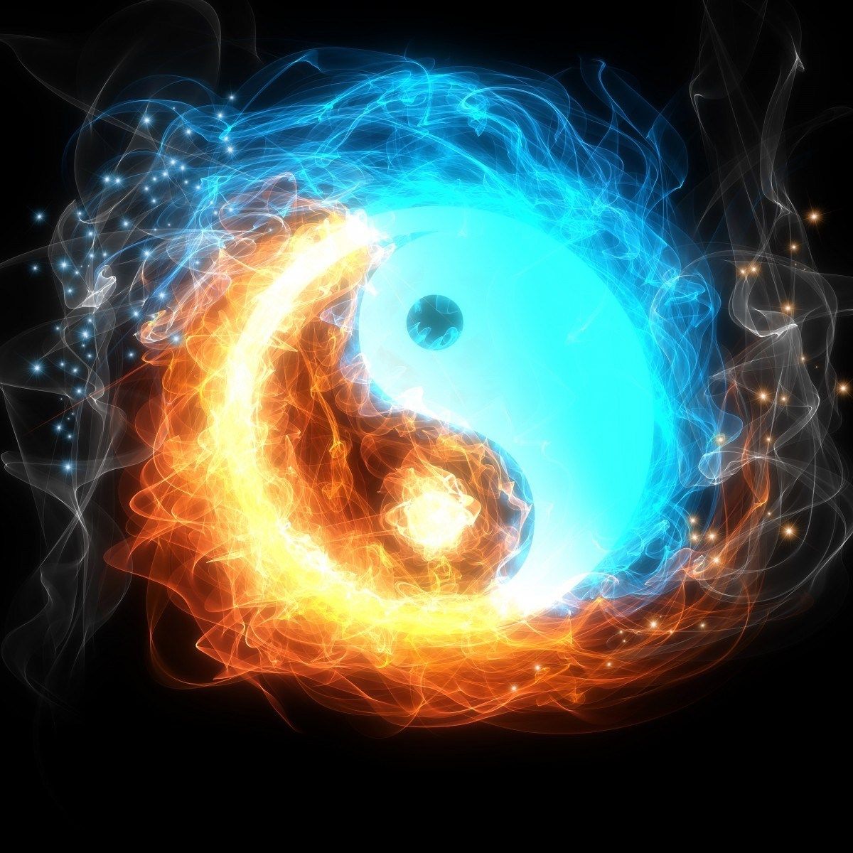 Yin Yang fuoco e ghiaccio, 1200x1200 HD, Desktop