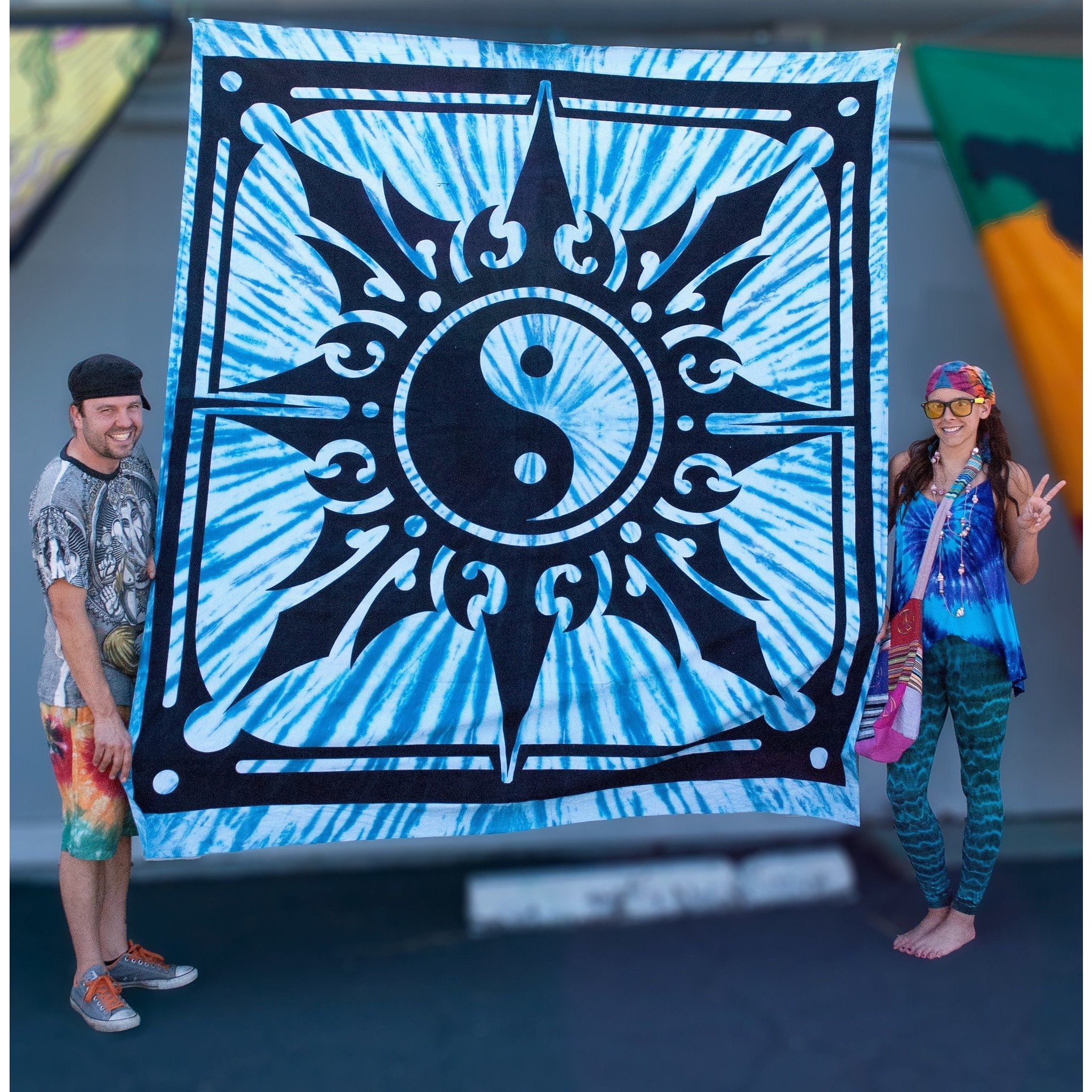 Arazzo Yin Yang tie dye blu, 2048x2048 2K, Desktop