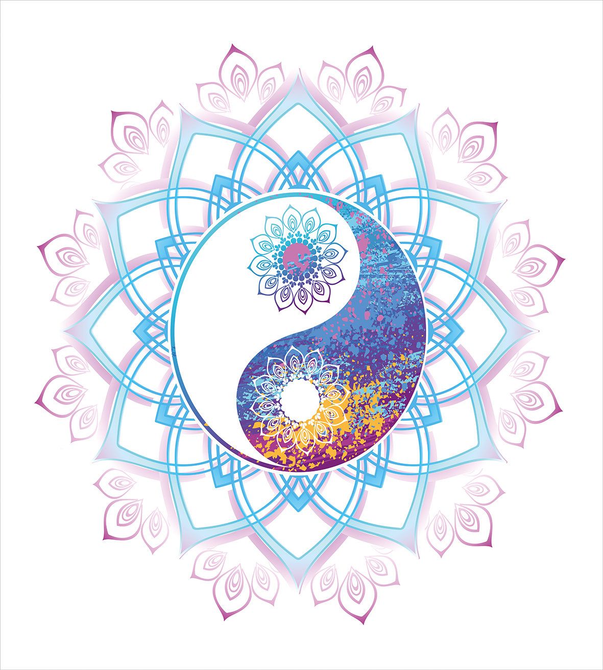 Mandala yin yang floreale colorato, 1181x1312 Full HD Verticale, Smartphone