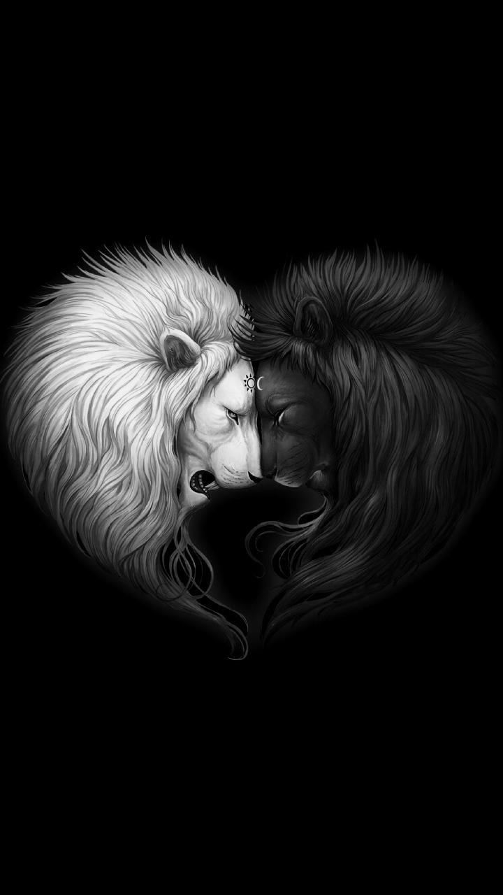Leoni bianco e nero cuore, 720x1280 Full HD Verticale, iPhone