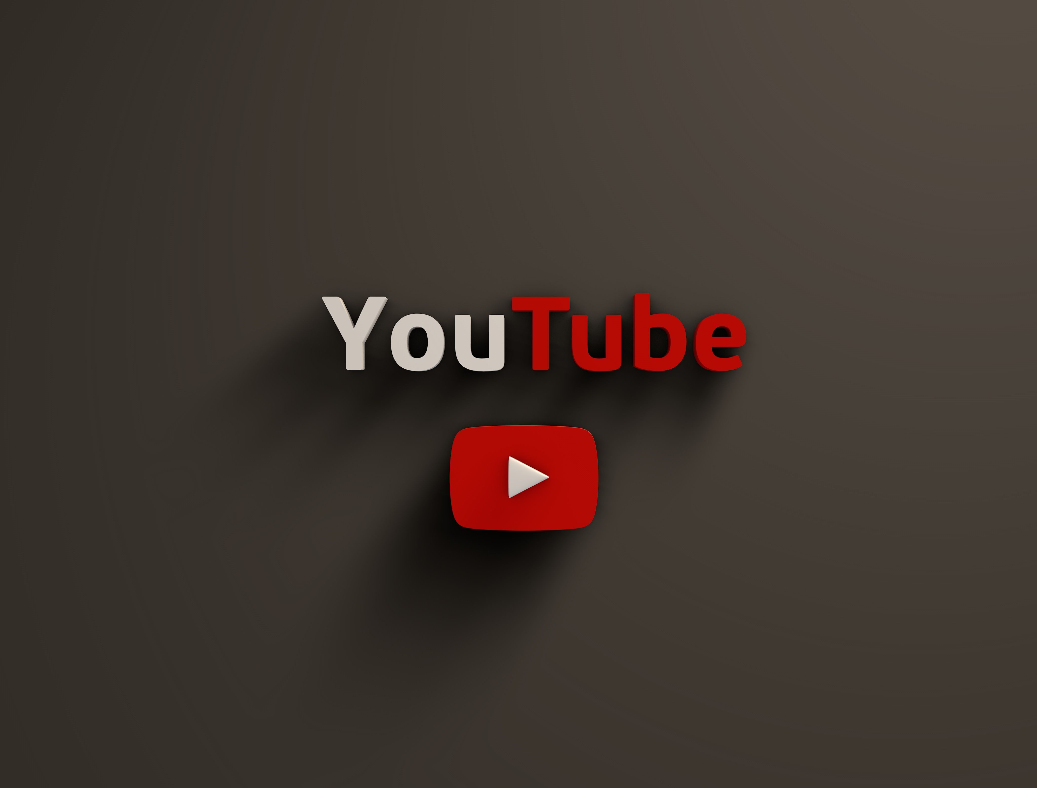 Logo YouTube 3D grigio, 4096x3112 Ultra HD, 4K TV